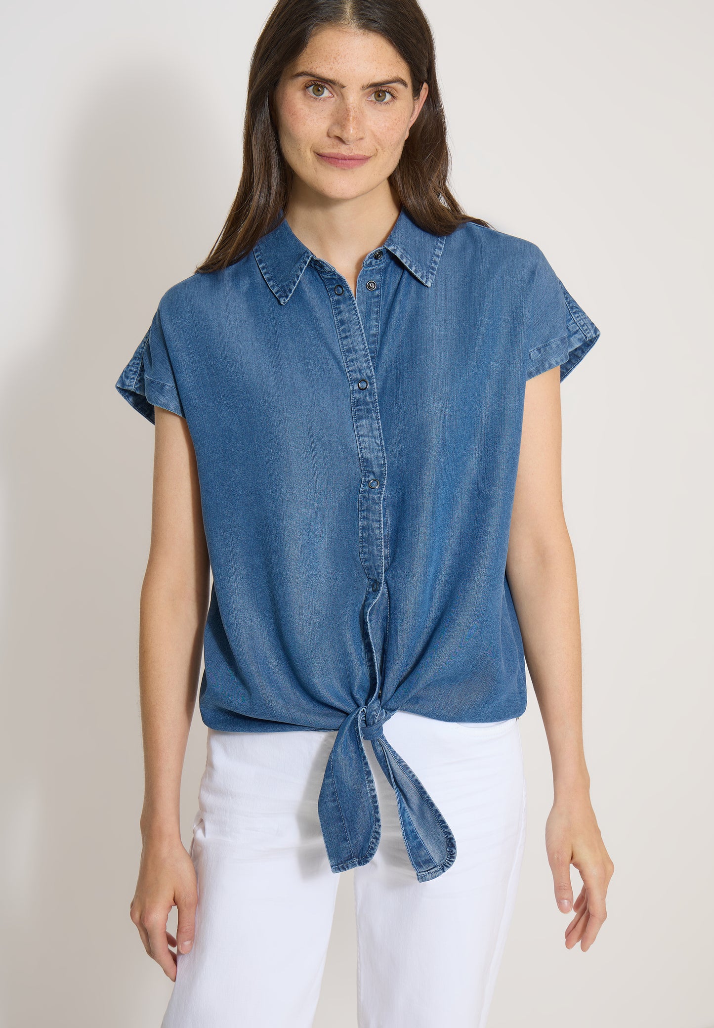 CECIL - Dropped Shoulder Hemdbluse im Denim-Look - Farbe: mid blue wash