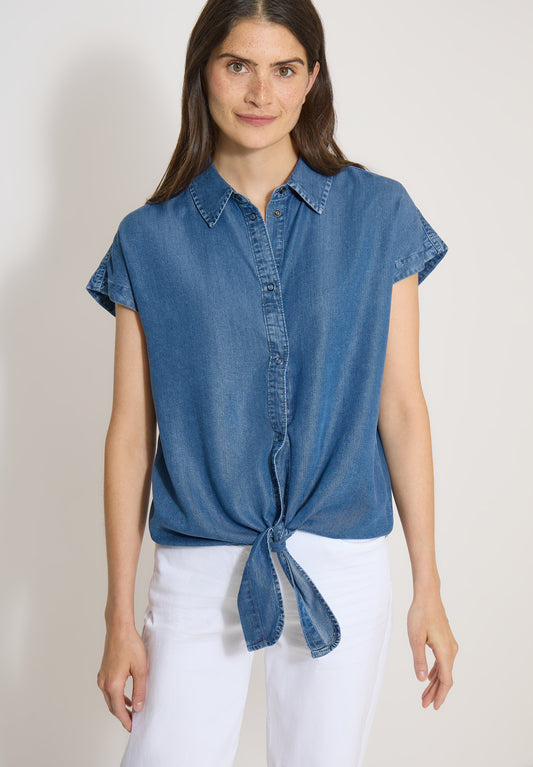 CECIL - Dropped Shoulder Hemdbluse im Denim-Look - Farbe: mid blue wash