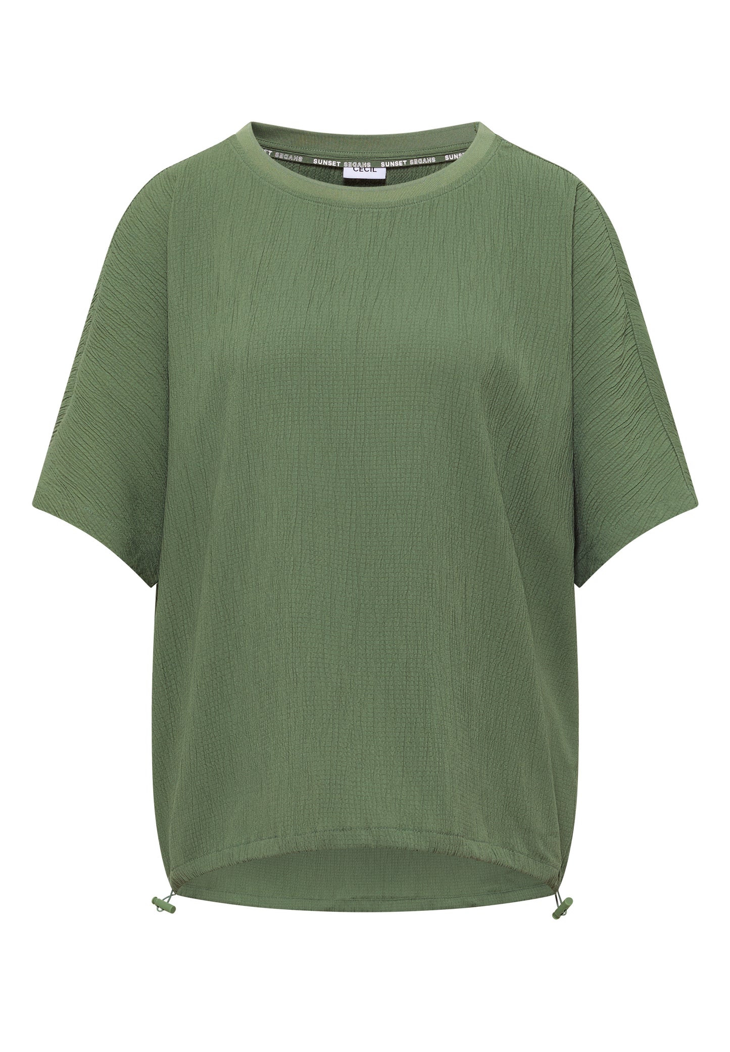 CECIL - Dropped Shoulder Blusenshirt in Unifarbe - Farbe: deep matcha green