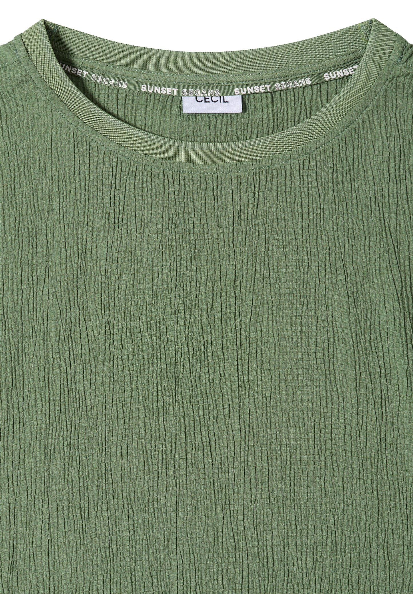 CECIL - Dropped Shoulder Blusenshirt in Unifarbe - Farbe: deep matcha green