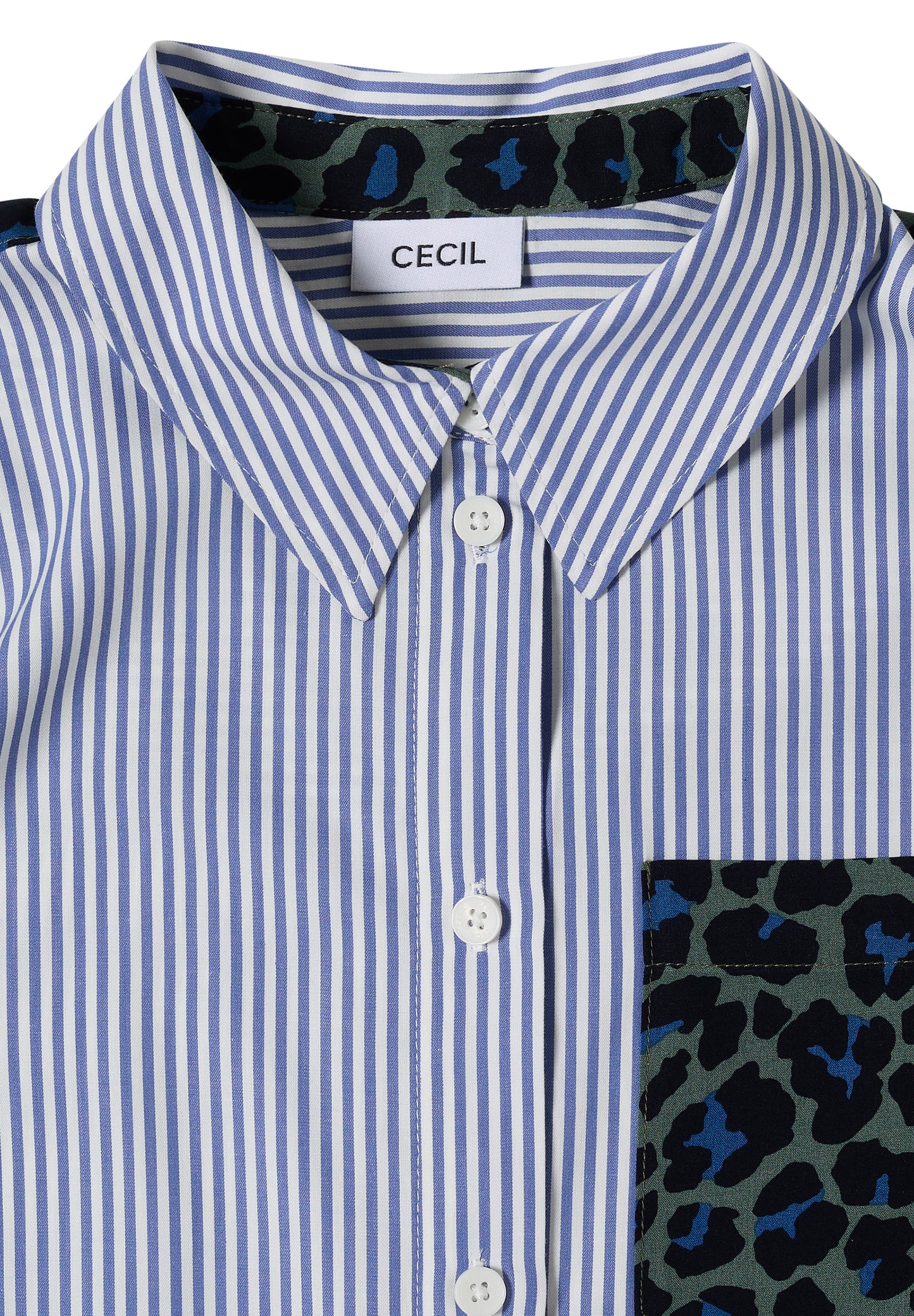 CECIL - Hemdbluse mit Streifen und Leo-Brusttasche - Farbe: blouse blue