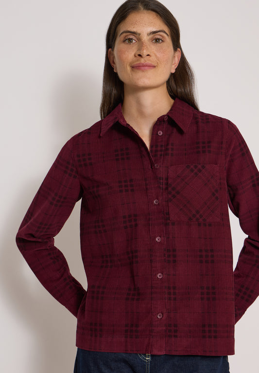 CECIL - Langarm Hemdbluse mit Karomuster - Farbe: berry red