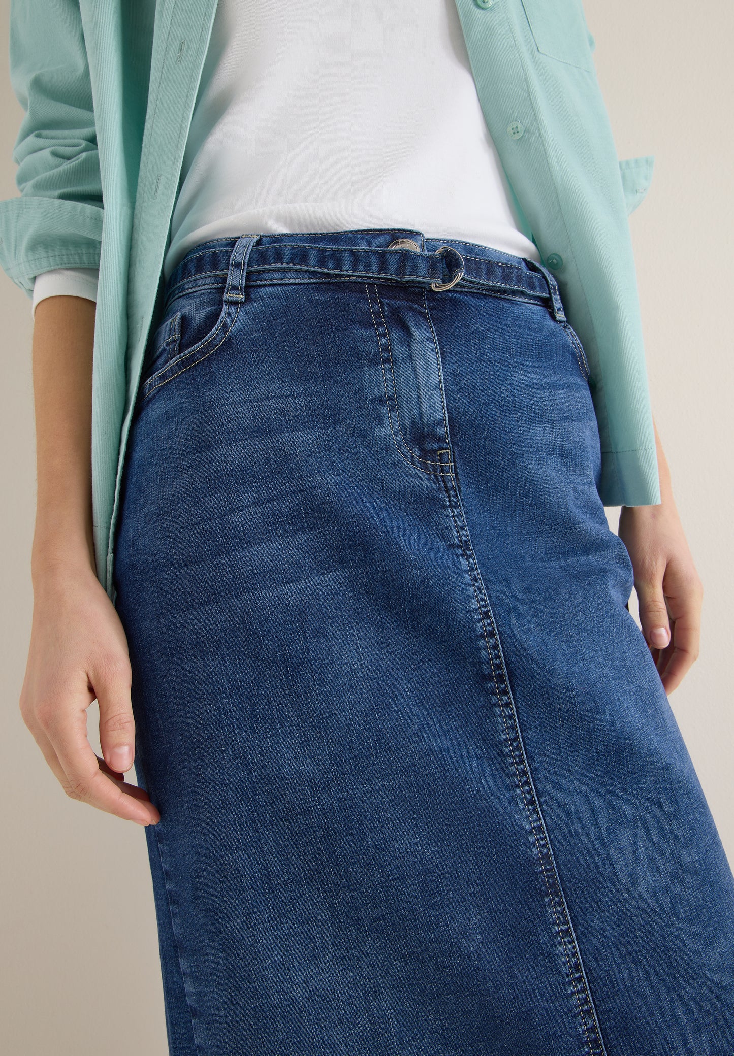 CECIL - Midi-Rock - Farbe: mid blue wash