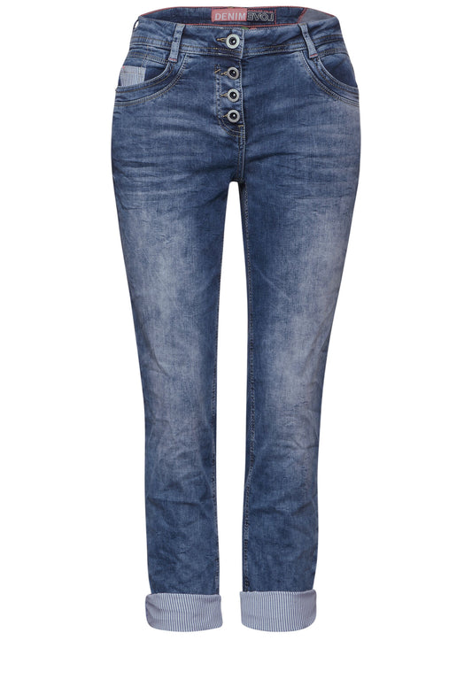 CECIL - Straight Leg Jeans Hose "Scarlett" - mid blue wash