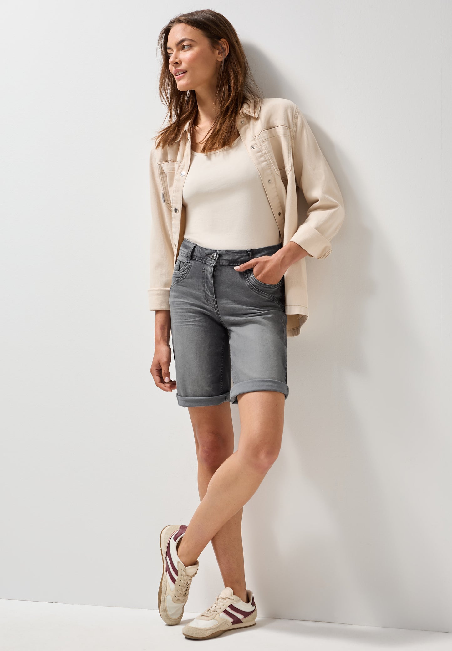 CECIL Casual Fit Jeansshorts - Farbe: mid grey used wash