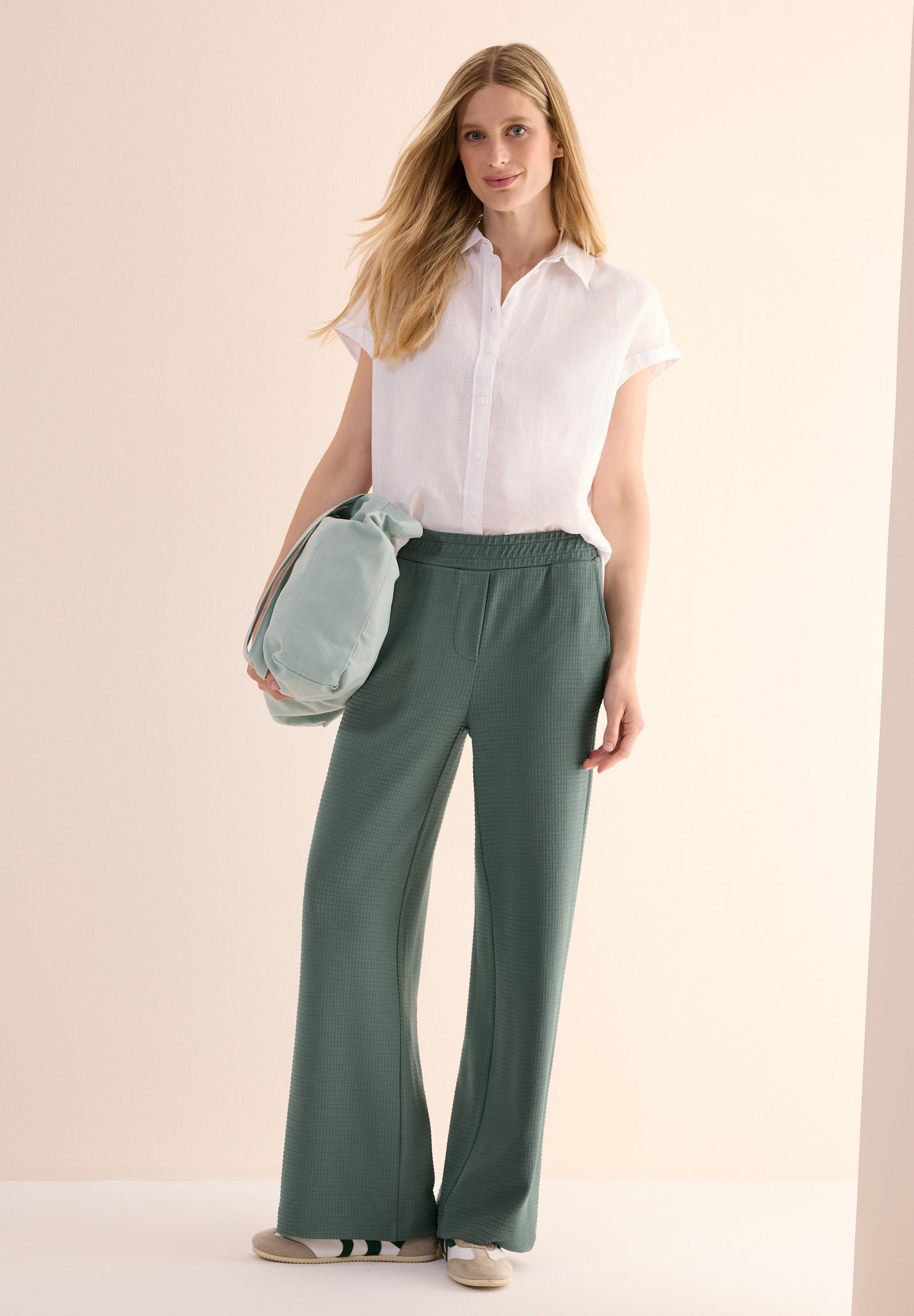 CECIL Wide Leg Strukturhose - Farbe: balmy khaki
