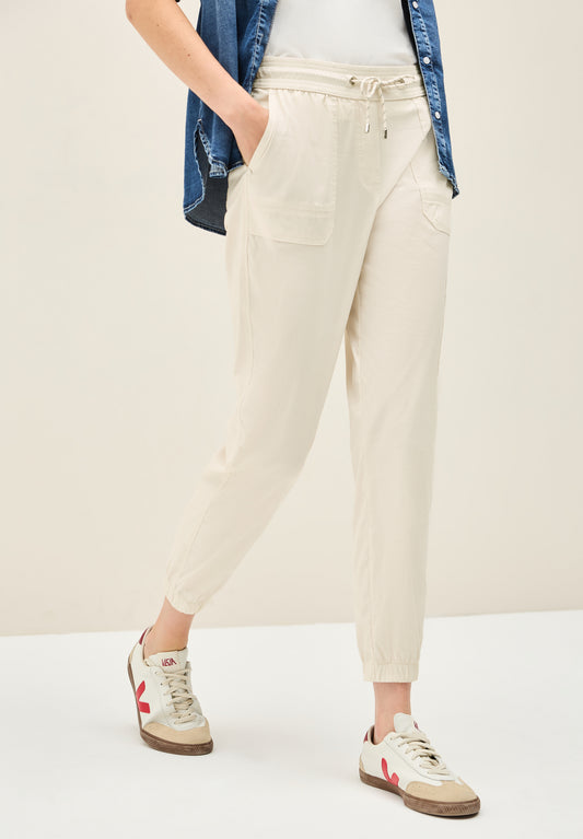 CECIL Gestreifte Cargo Hose - Farbe: light beige