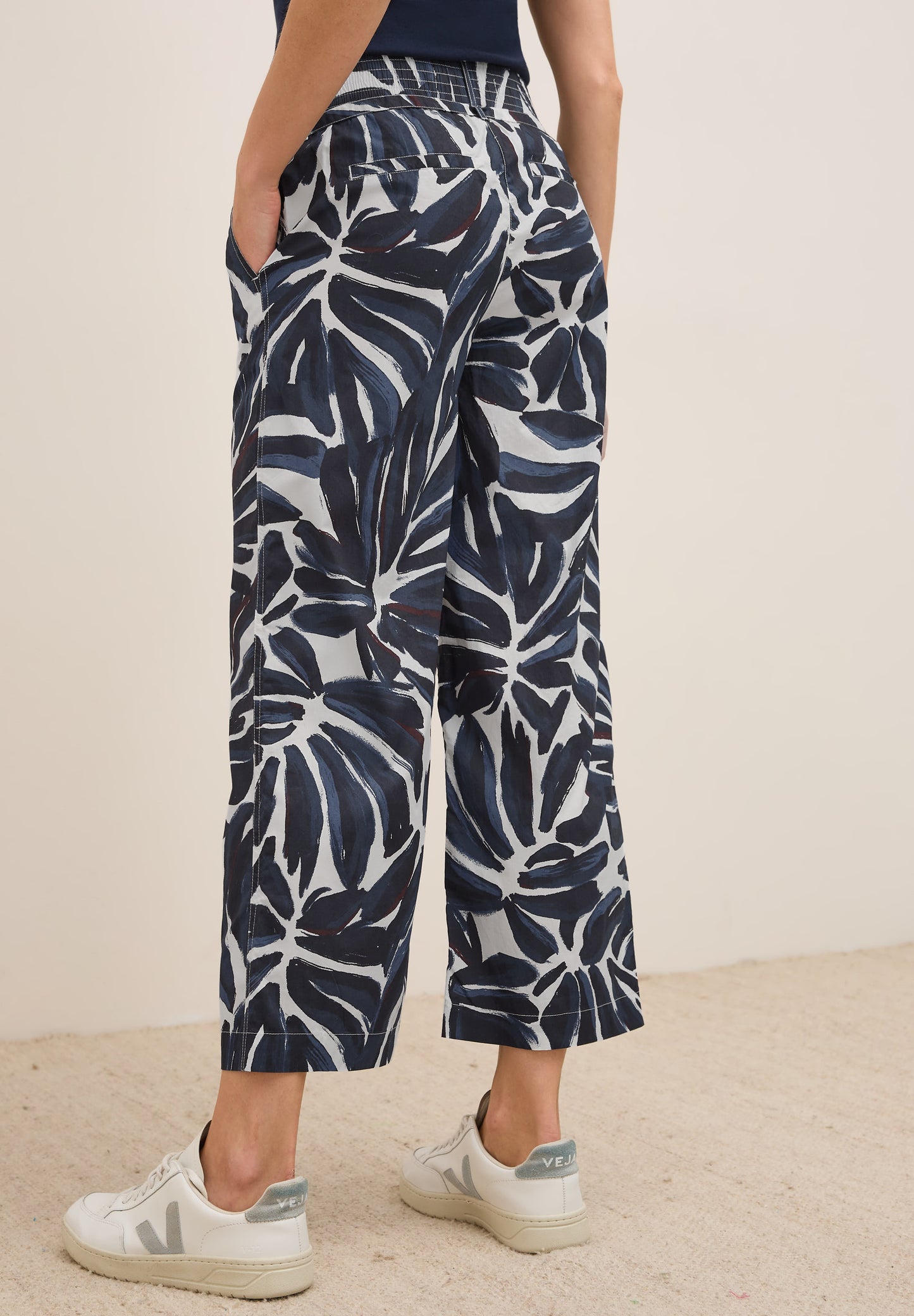 CECIL Gemusterte Wide Leg Hose - Farbe: urban dark blue