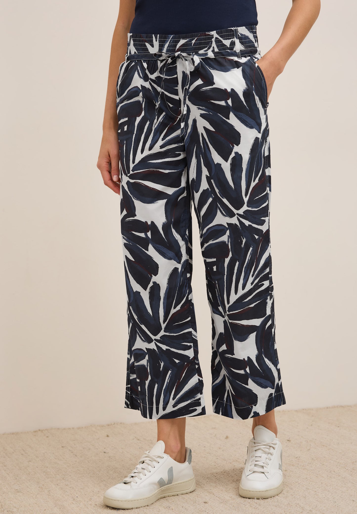 CECIL Gemusterte Wide Leg Hose - Farbe: urban dark blue
