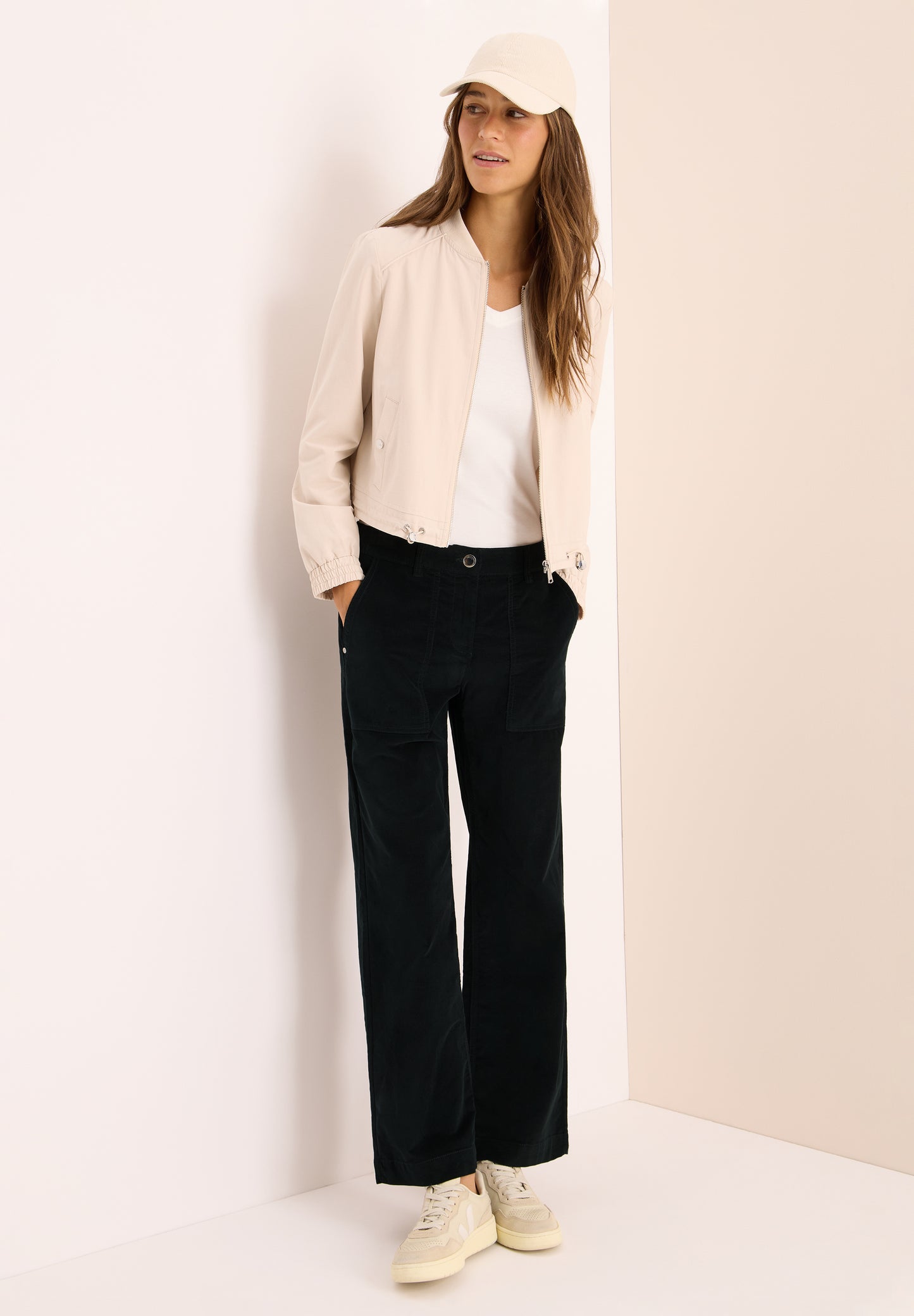 CECIL Wide Leg Cordhose - Farbe: ink green