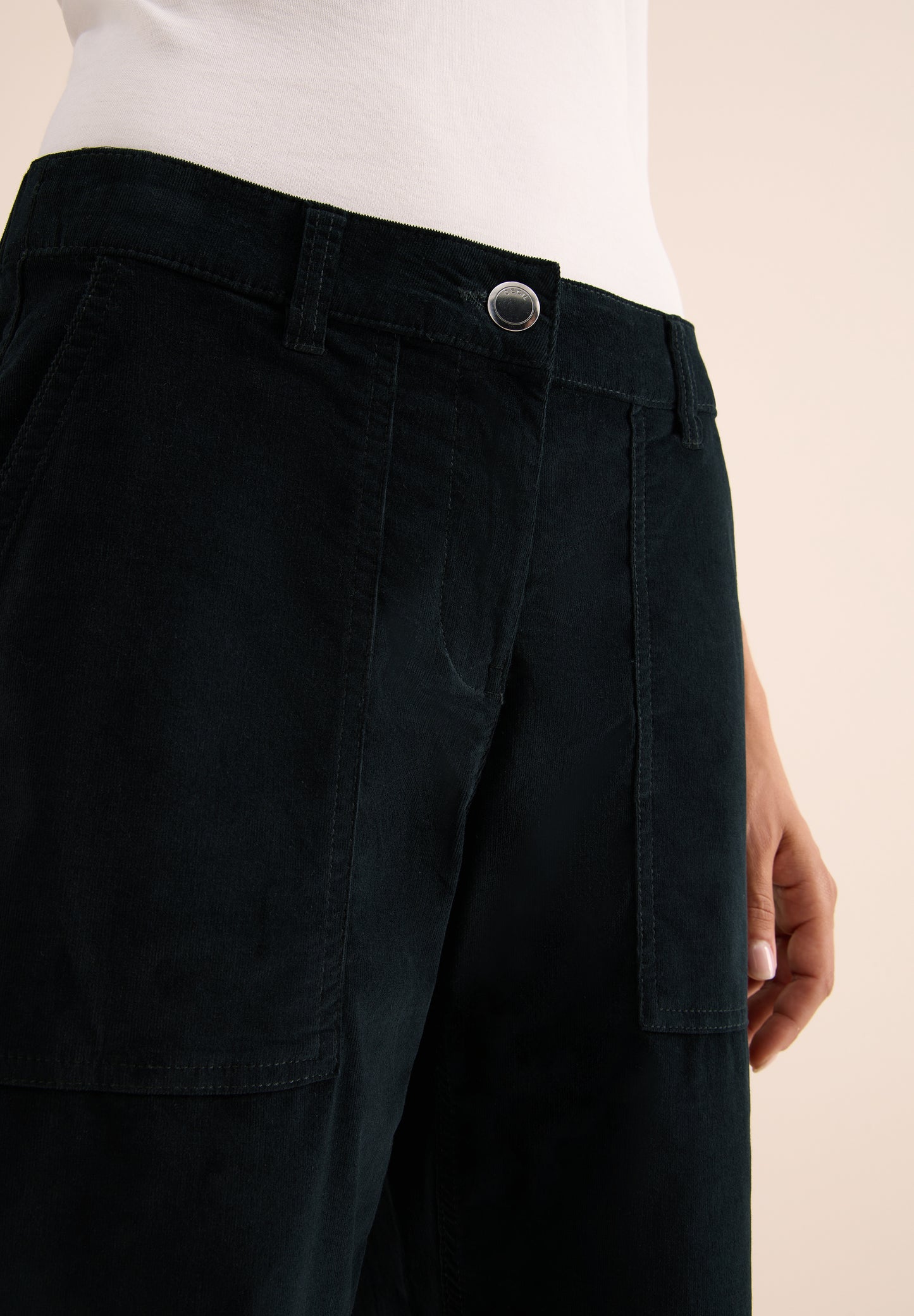 CECIL Wide Leg Cordhose - Farbe: ink green