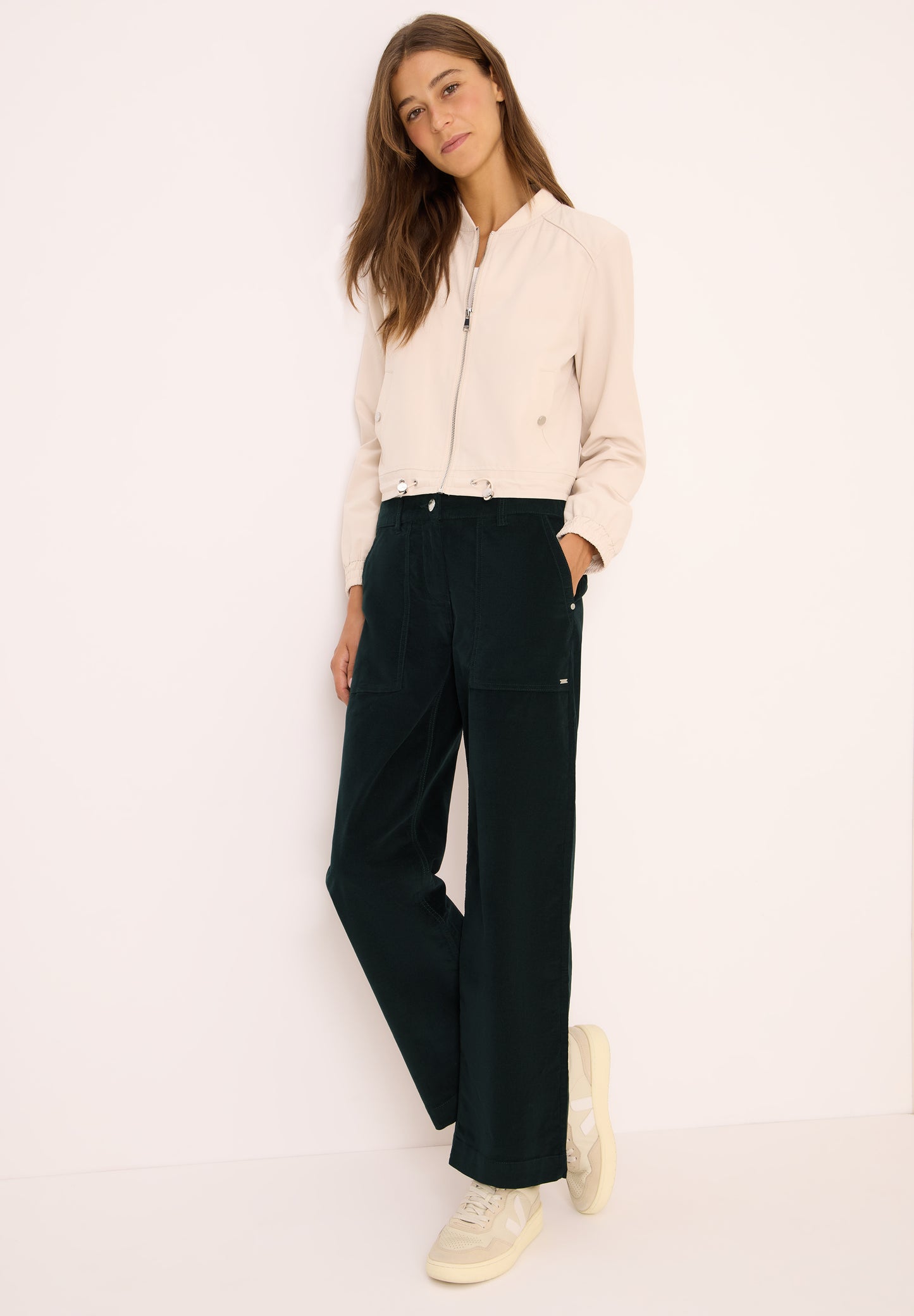 CECIL Wide Leg Cordhose - Farbe: ink green
