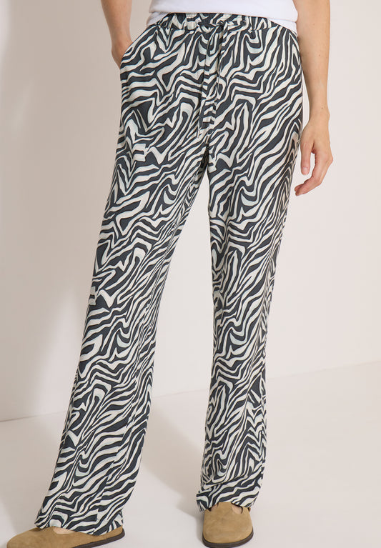 CECIL - Straight Leg Hose mit Zebraprint - Farbe: palm breeze green