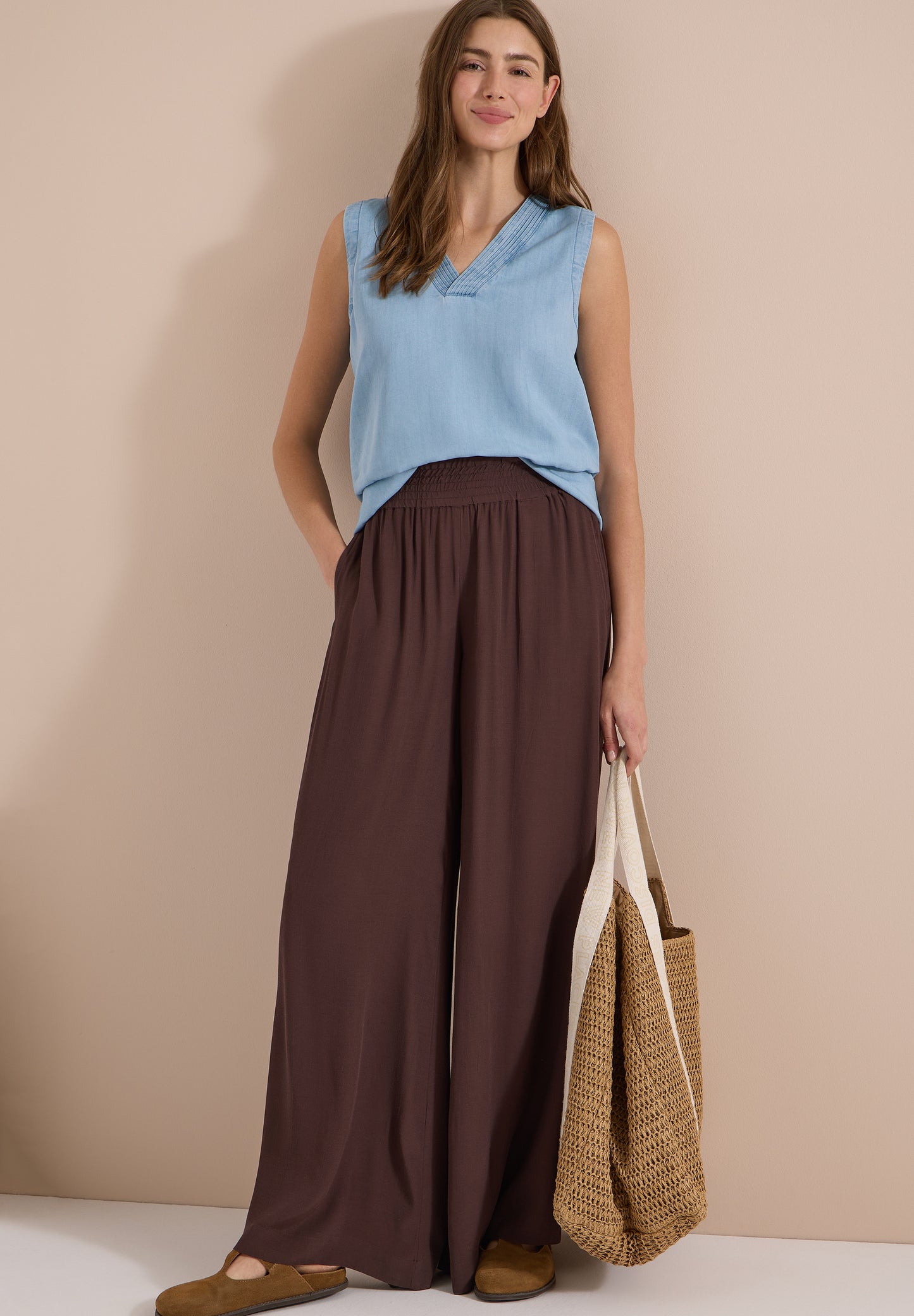 CECIL - High Waist Wide Leg Hose im Loose Fit - Farbe: brown cacao