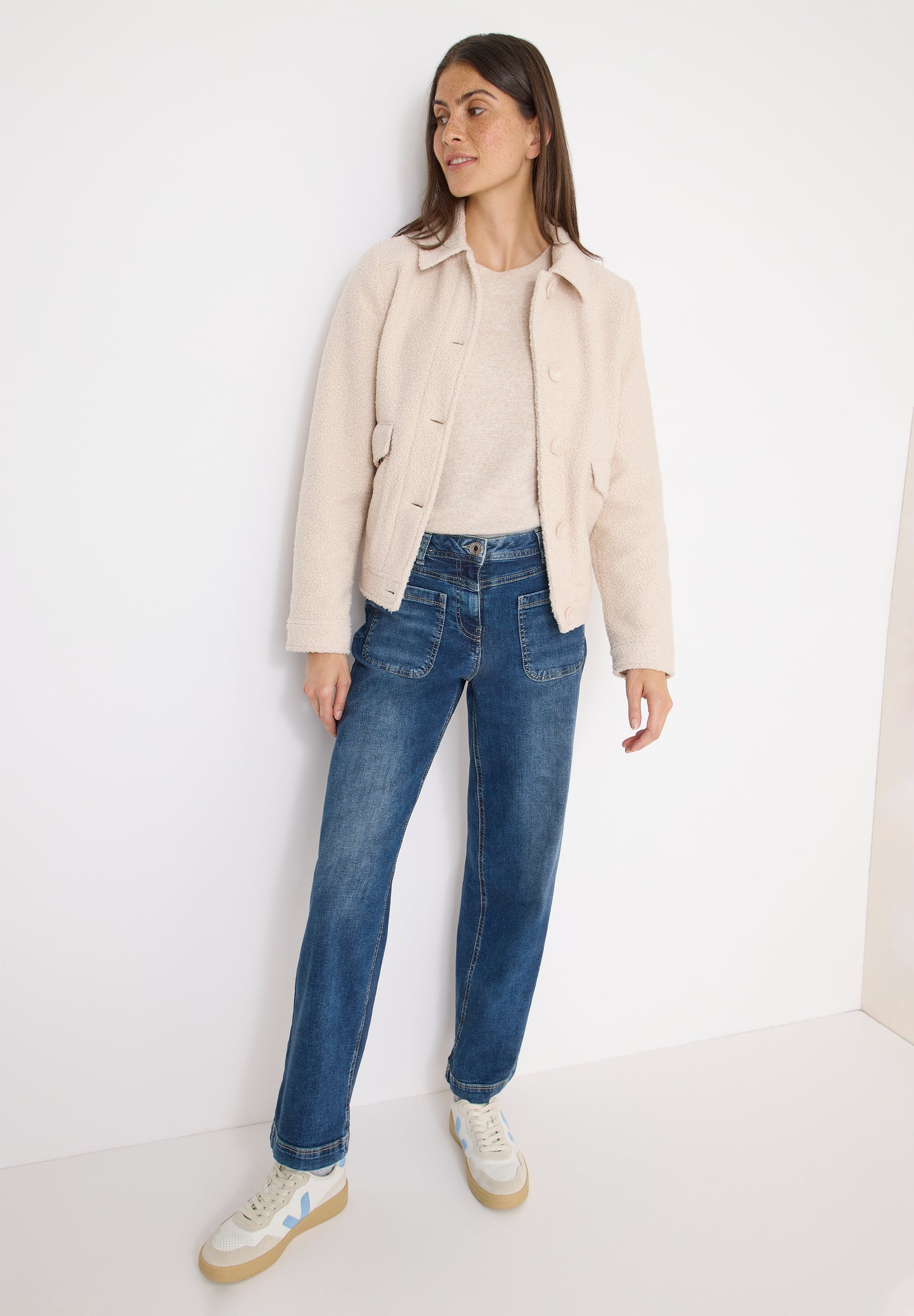 CECIL Wide Leg Patch Pocket Jeans - Farbe: mid blue used wash