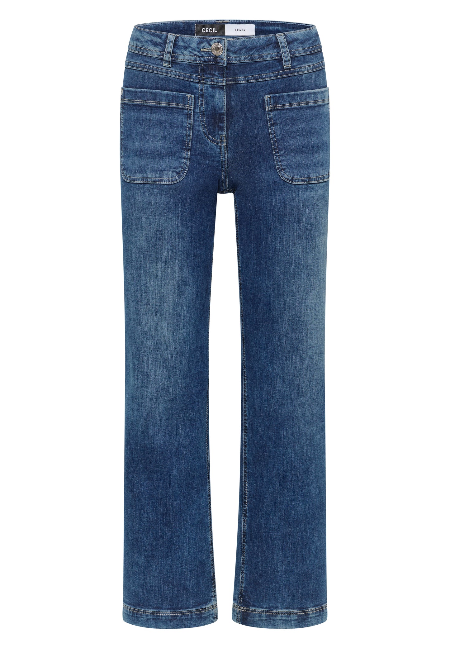 CECIL Wide Leg Patch Pocket Jeans - Farbe: mid blue used wash