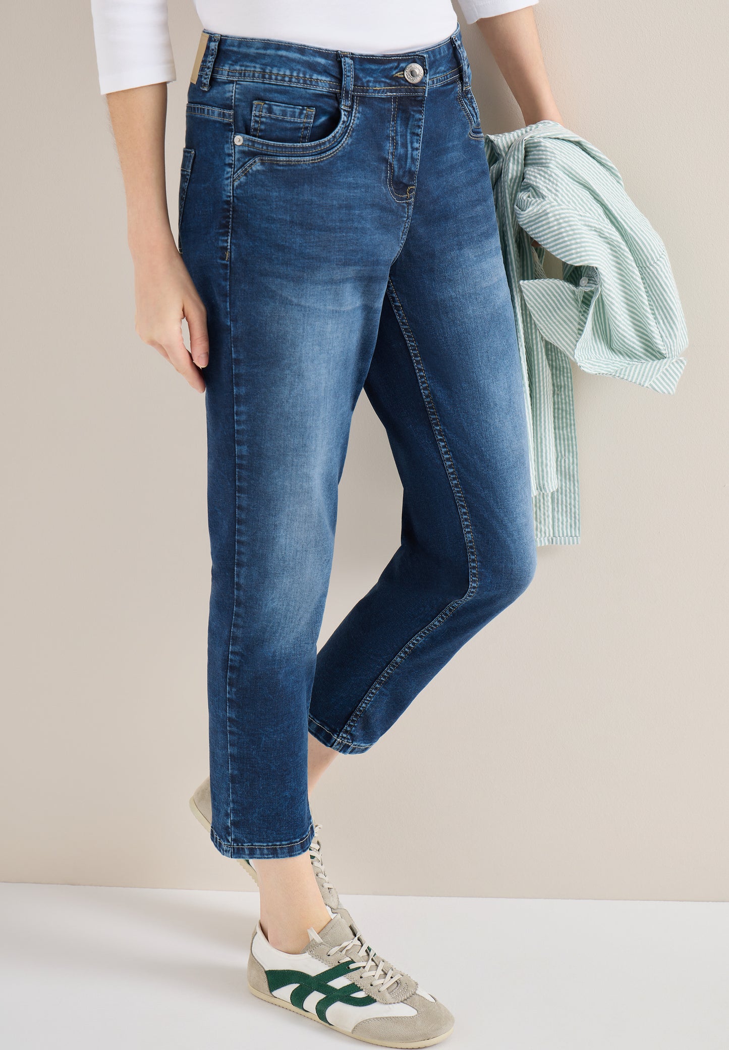 CECIL - Mid Waist Slim Leg Jeans Hose "Scarlett" - blau