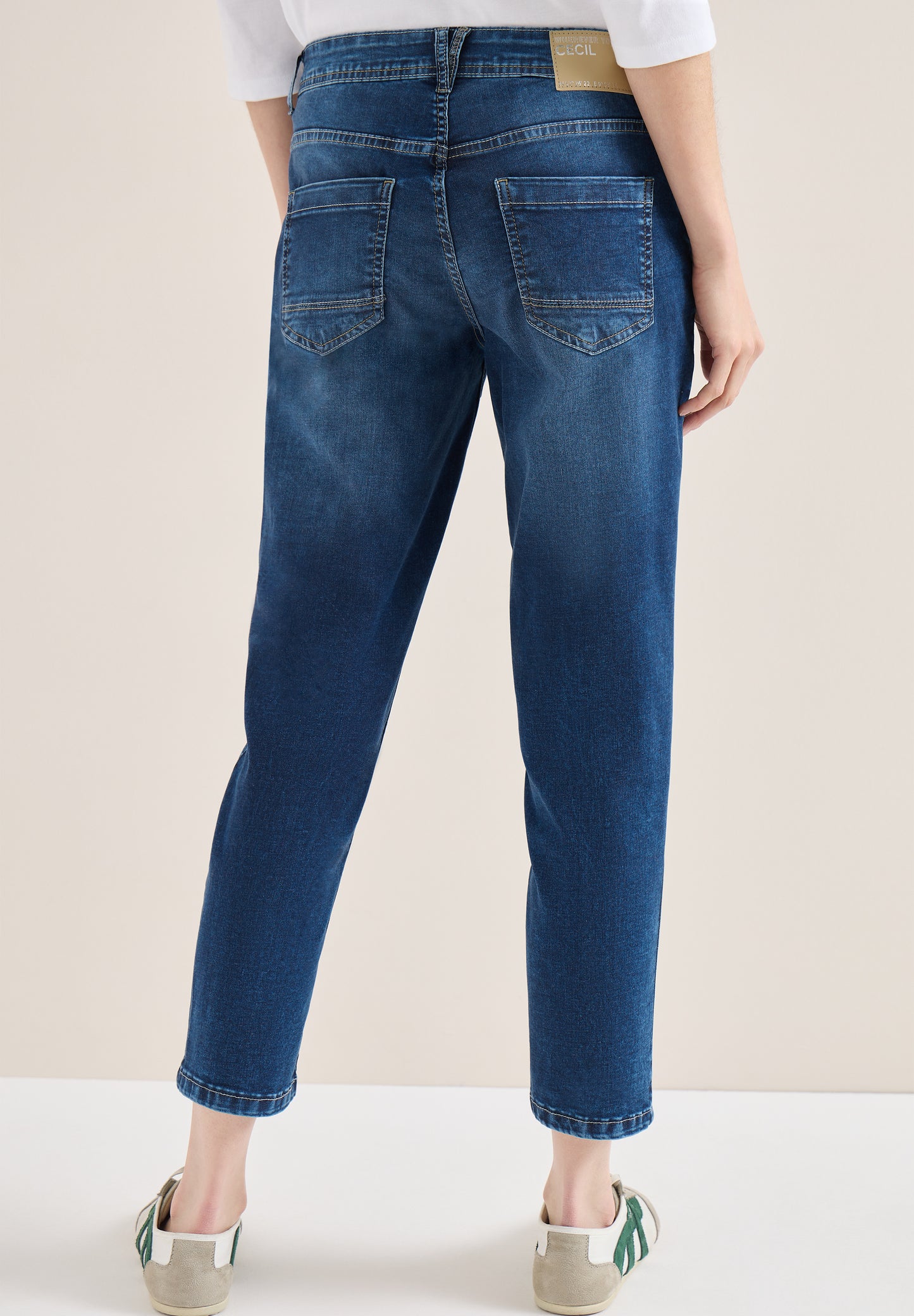 CECIL - Mid Waist Slim Leg Jeans Hose "Scarlett" - blau