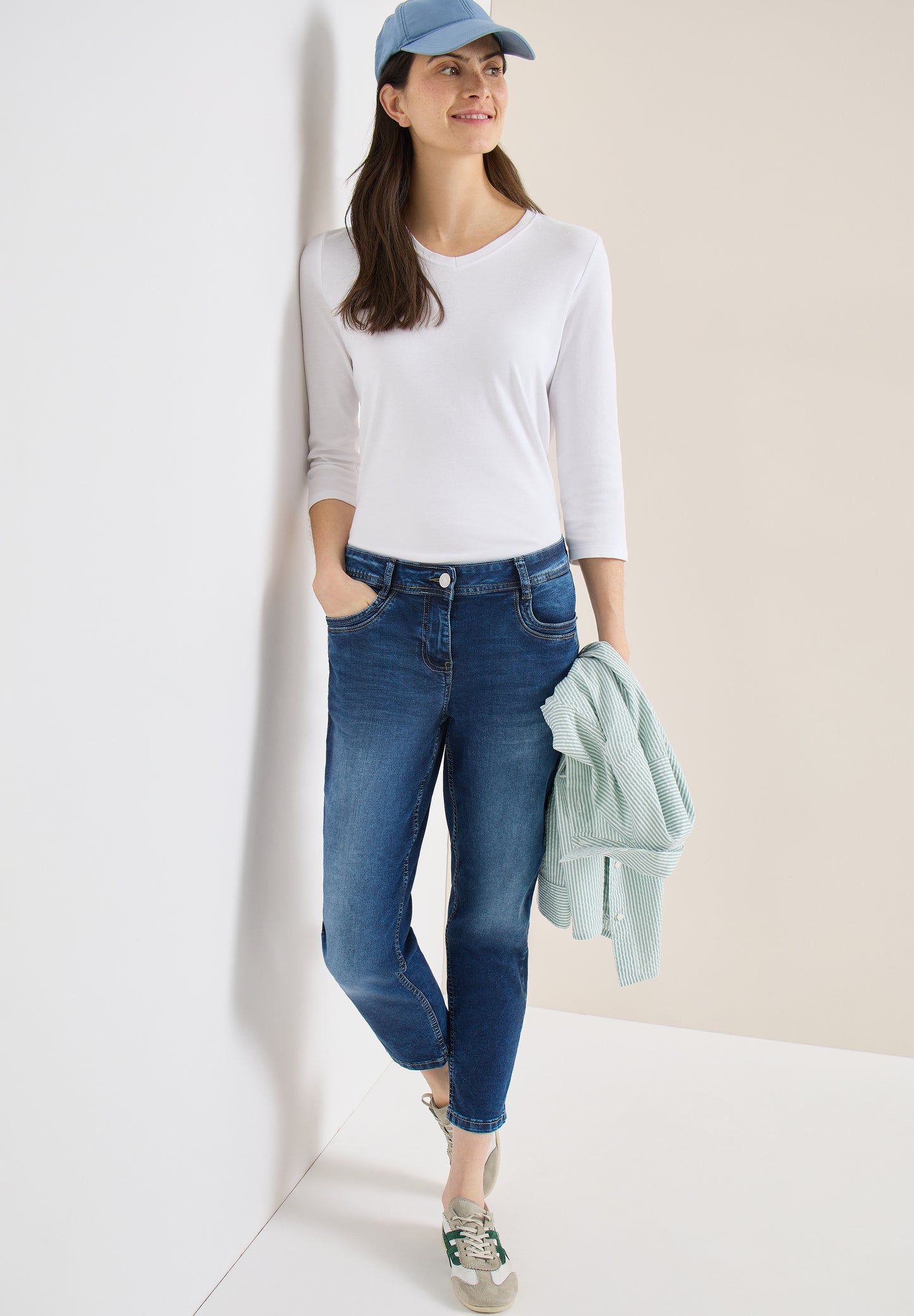 CECIL - Mid Waist Slim Leg Jeans Hose "Scarlett" - blau