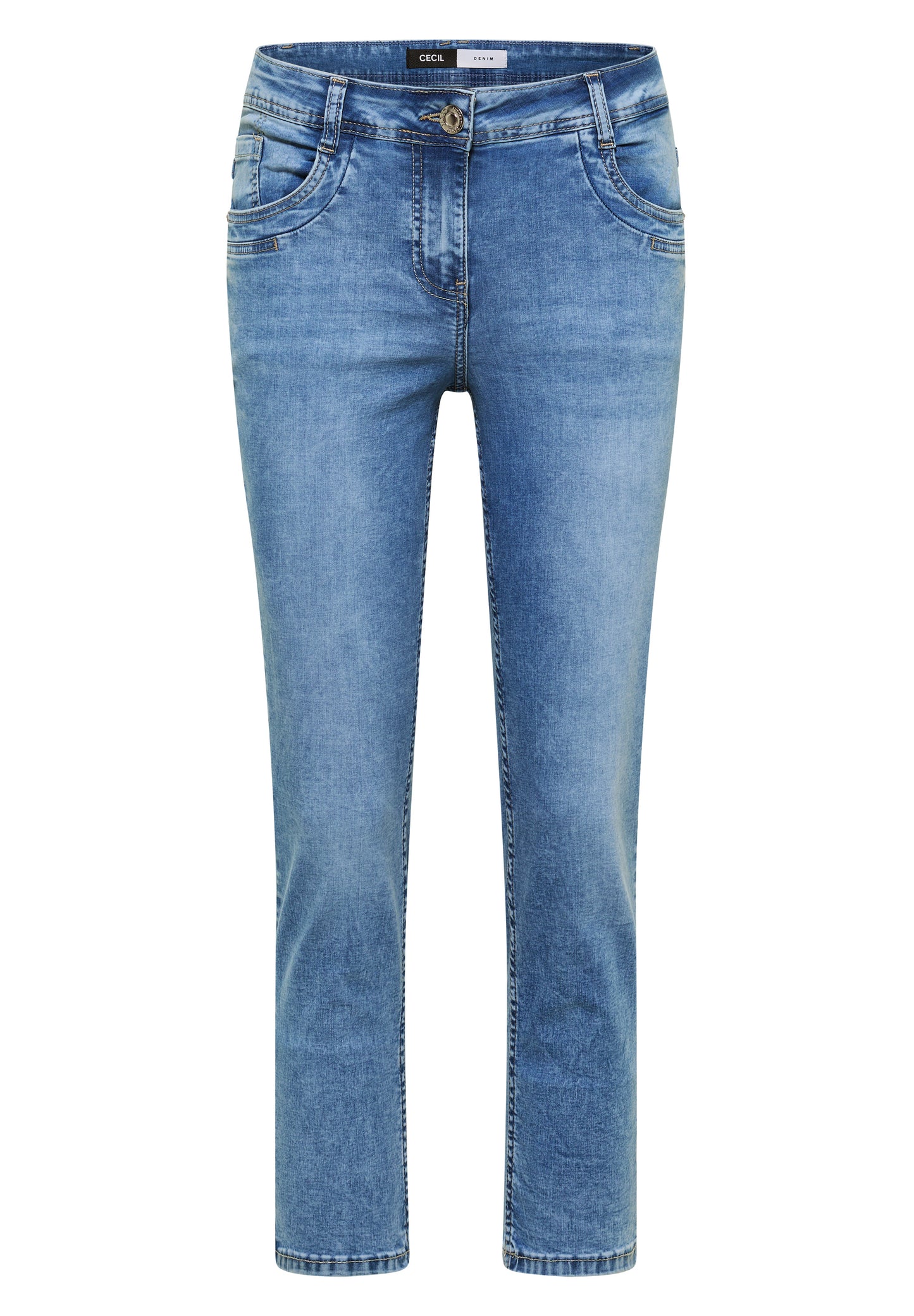 CECIL - Mid Waist Slim Leg Jeans im Casual Fit - Farbe: light blue washed