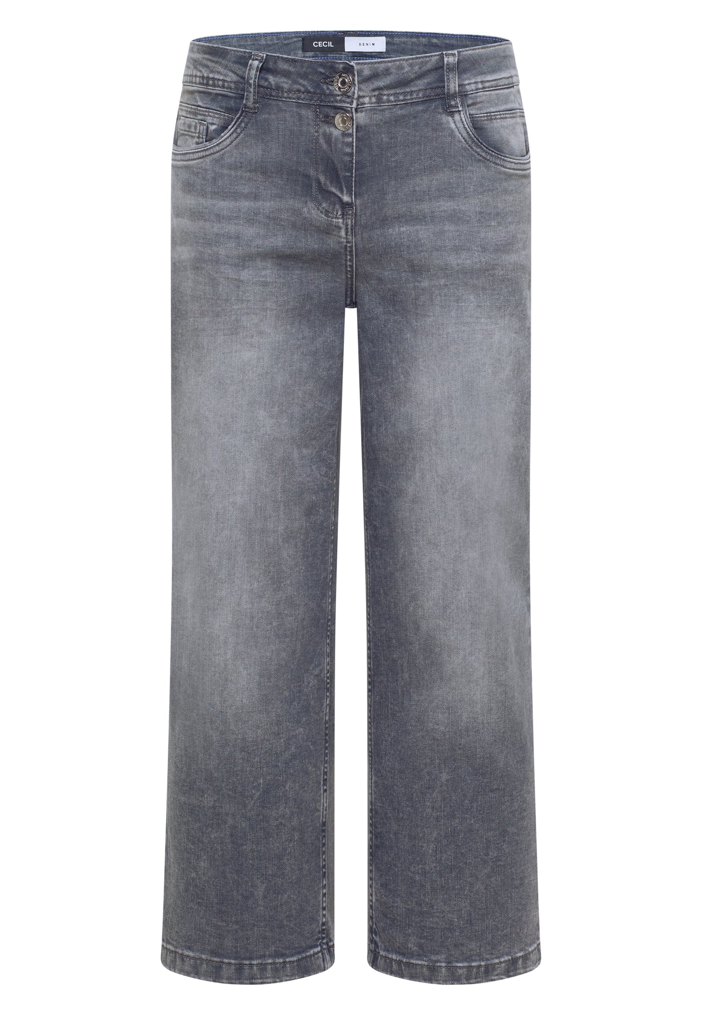 CECIL - High Waist Wide Leg Jeans im Loose Fit - Farbe: mid grey used wash
