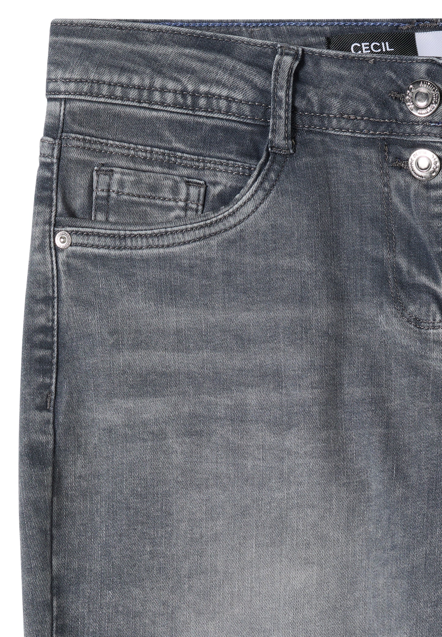CECIL - High Waist Wide Leg Jeans im Loose Fit - Farbe: mid grey used wash