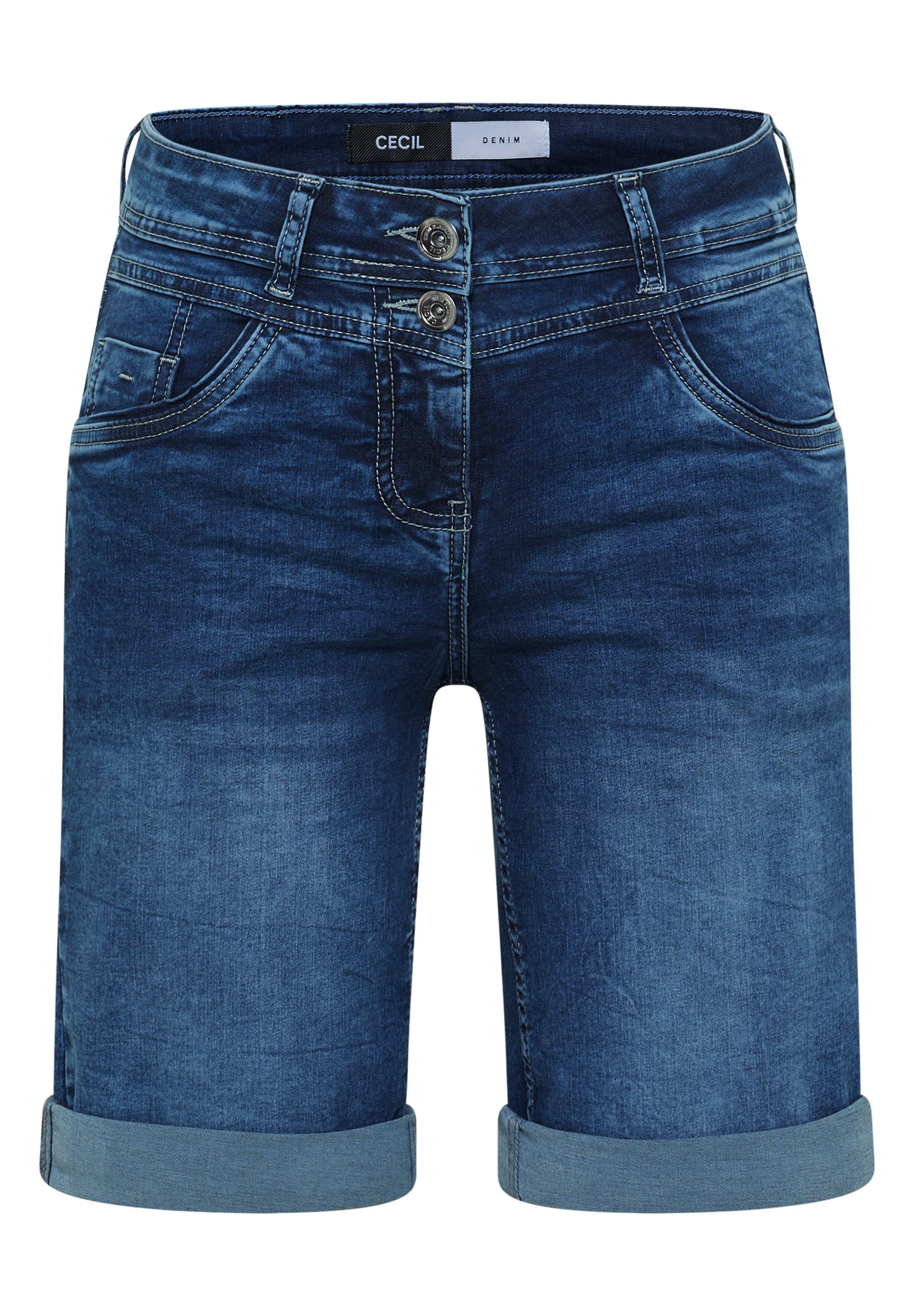 CECIL - Slim Leg Jeansshorts im Casual Fit - Farbe: mid blue used wash