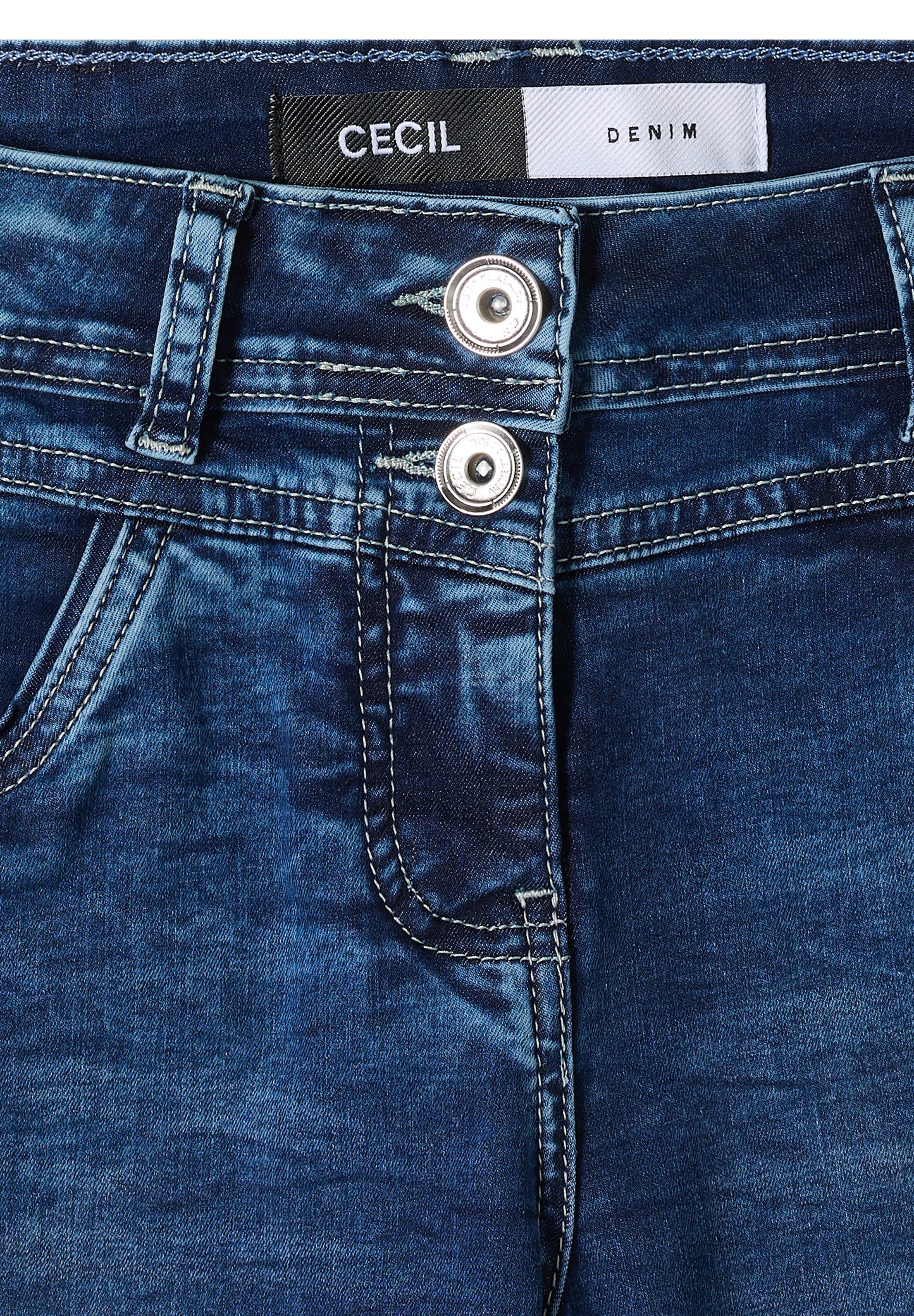 CECIL - Slim Leg Jeansshorts im Casual Fit - Farbe: mid blue used wash
