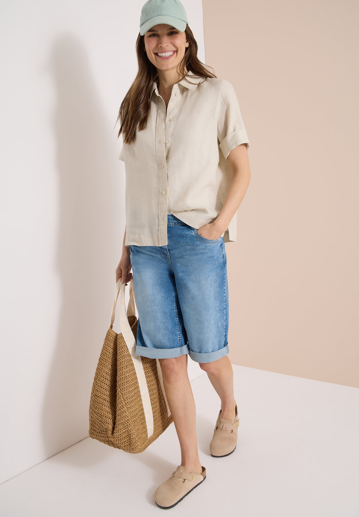 CECIL - Wide Leg Jeansshorts im Loose Fit - Farbe: light blue washed