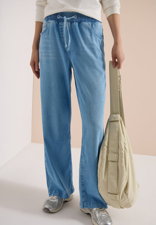 CECIL - High Waist Wide Leg Jeans im Loose Fit - Farbe: light blue used wash
