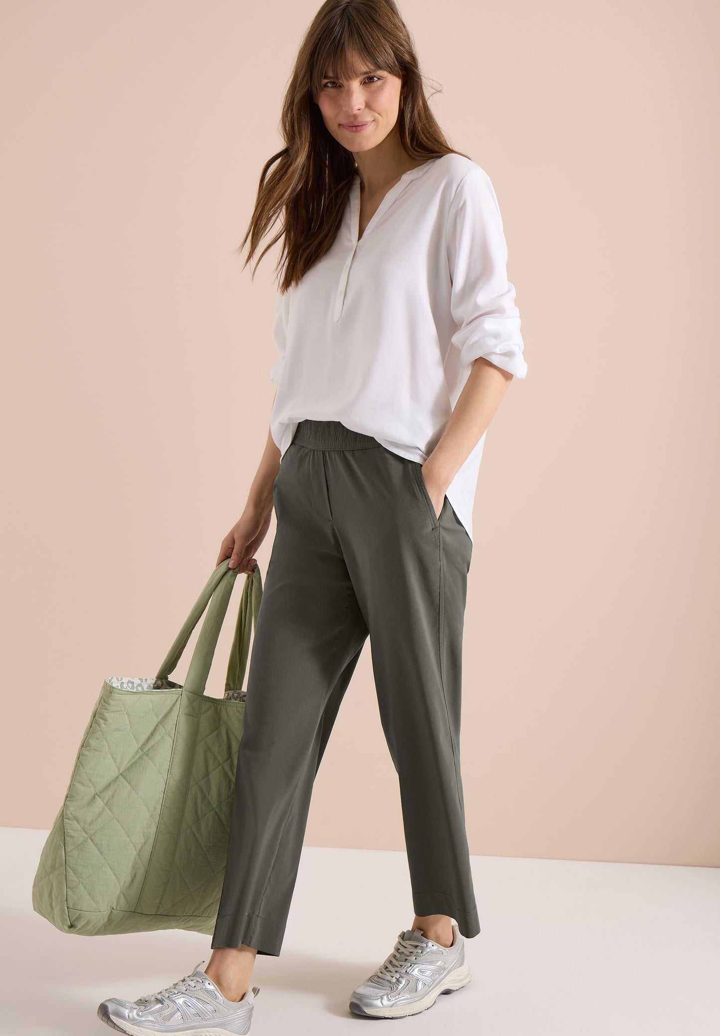 CECIL - High Waist Wide Leg Hose im Loose Fit - Farbe: clear khaki