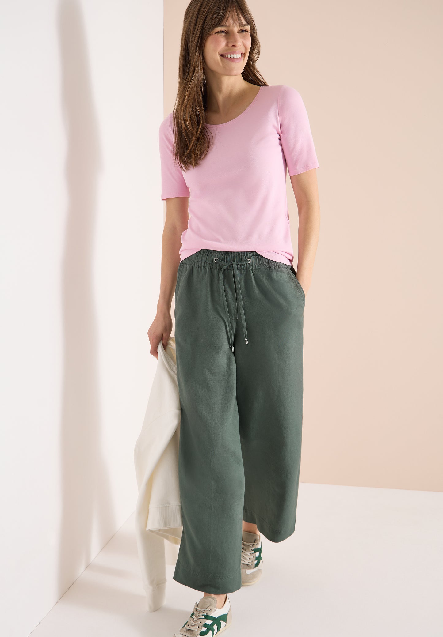 CECIL - Wide Leg Hose aus Leinenmix Style NEELE - Farbe: Khaki Grün