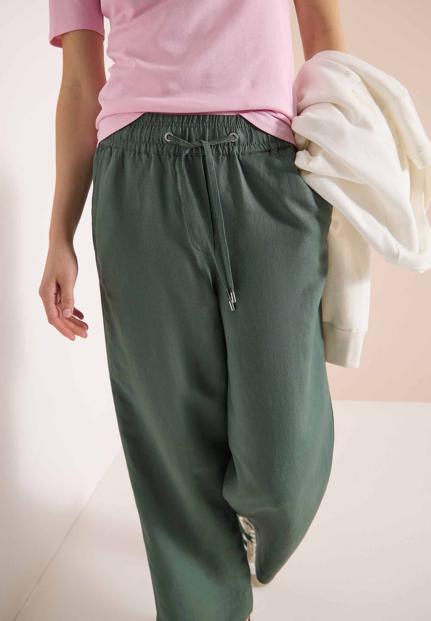 CECIL - Wide Leg Hose aus Leinenmix Style NEELE - Farbe: Khaki Grün