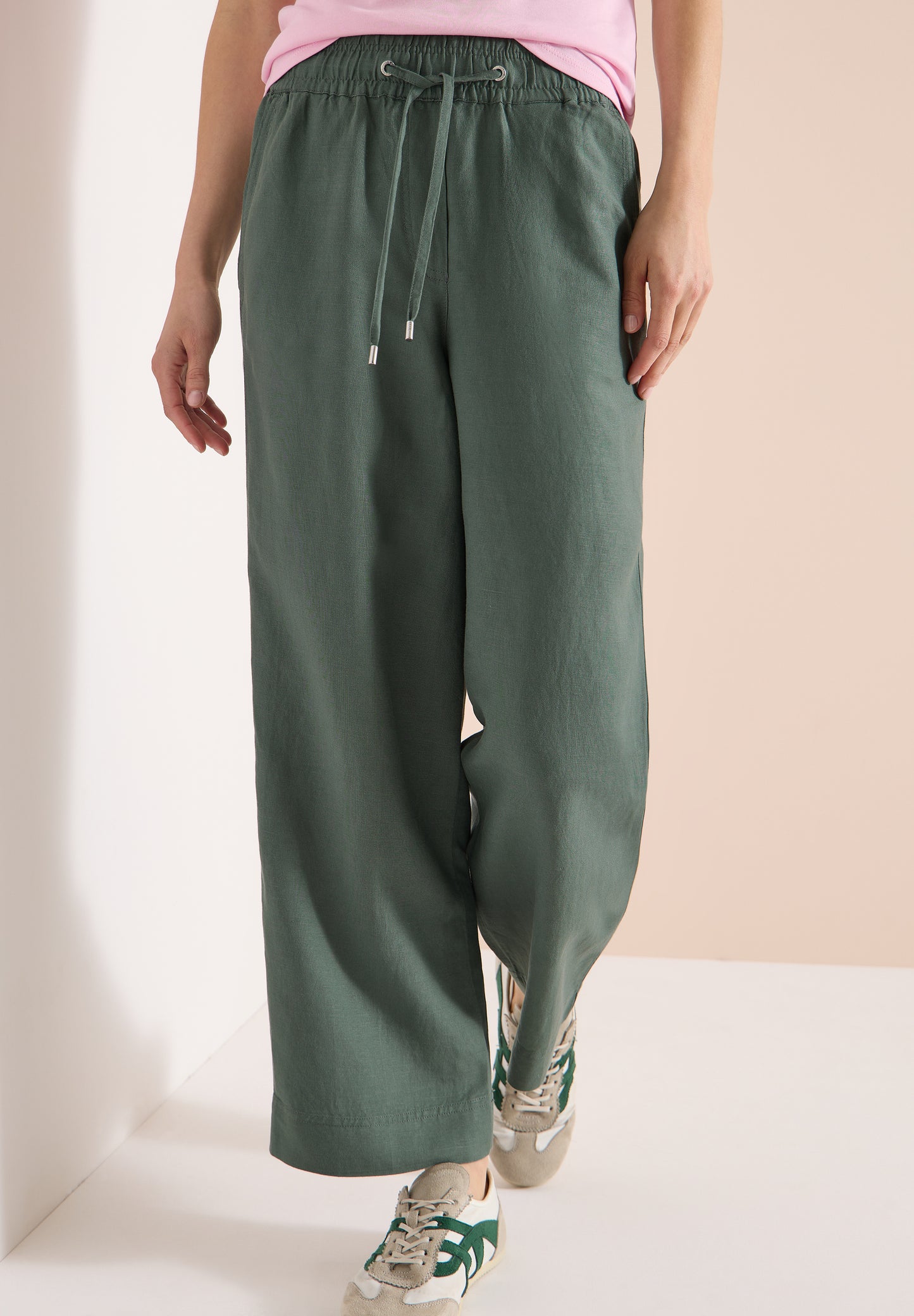 CECIL - Wide Leg Hose aus Leinenmix Style NEELE - Farbe: Khaki Grün