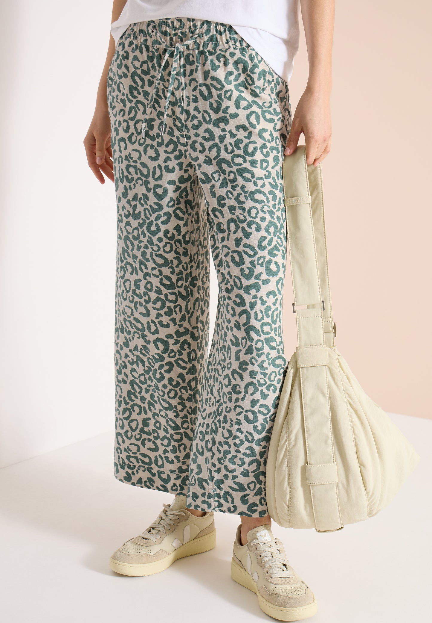 CECIL - Wide Leg Hose aus Leinenmix im Leoprint - Farbe: macadamia beige