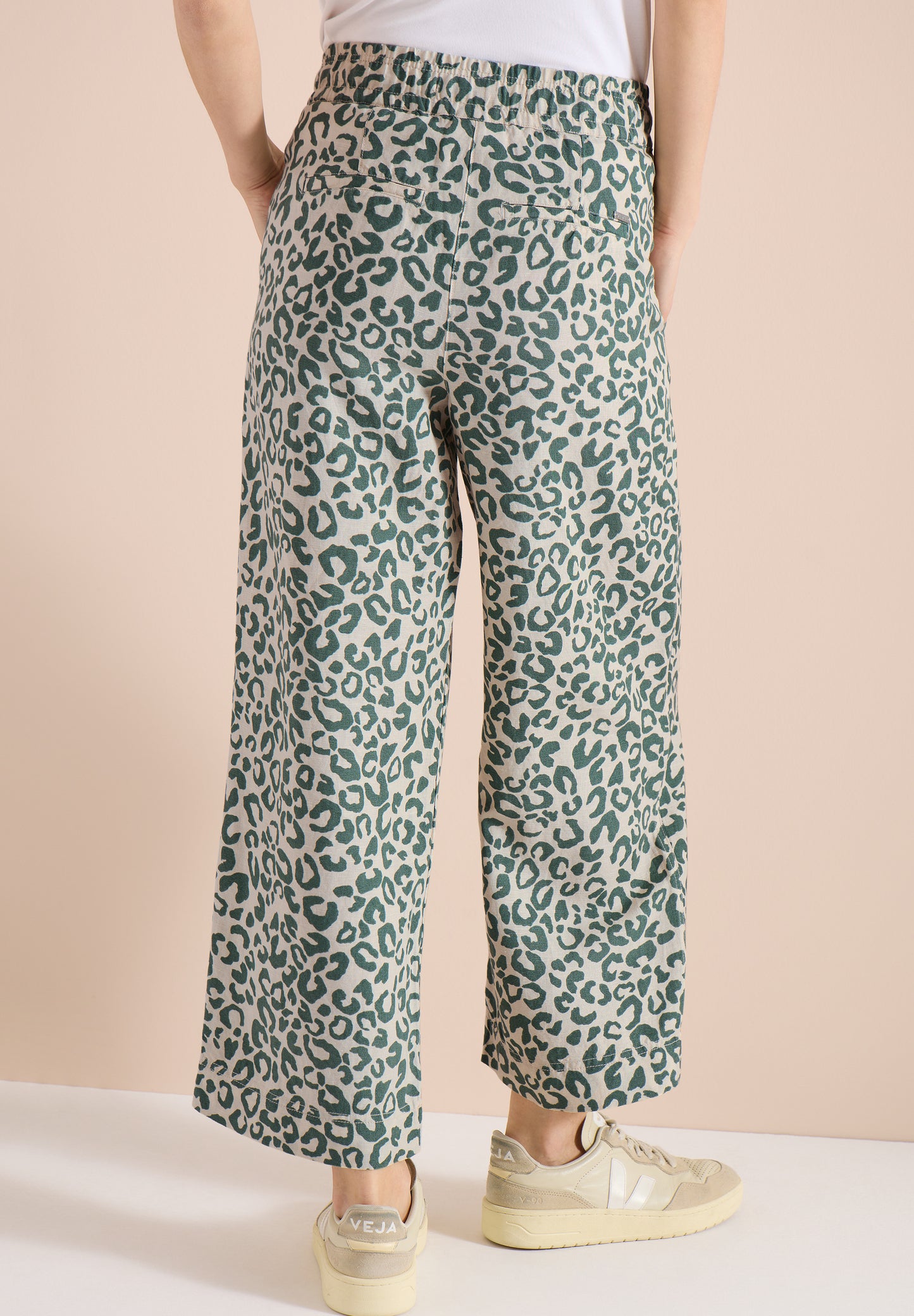 CECIL - Wide Leg Hose aus Leinenmix im Leoprint - Farbe: macadamia beige