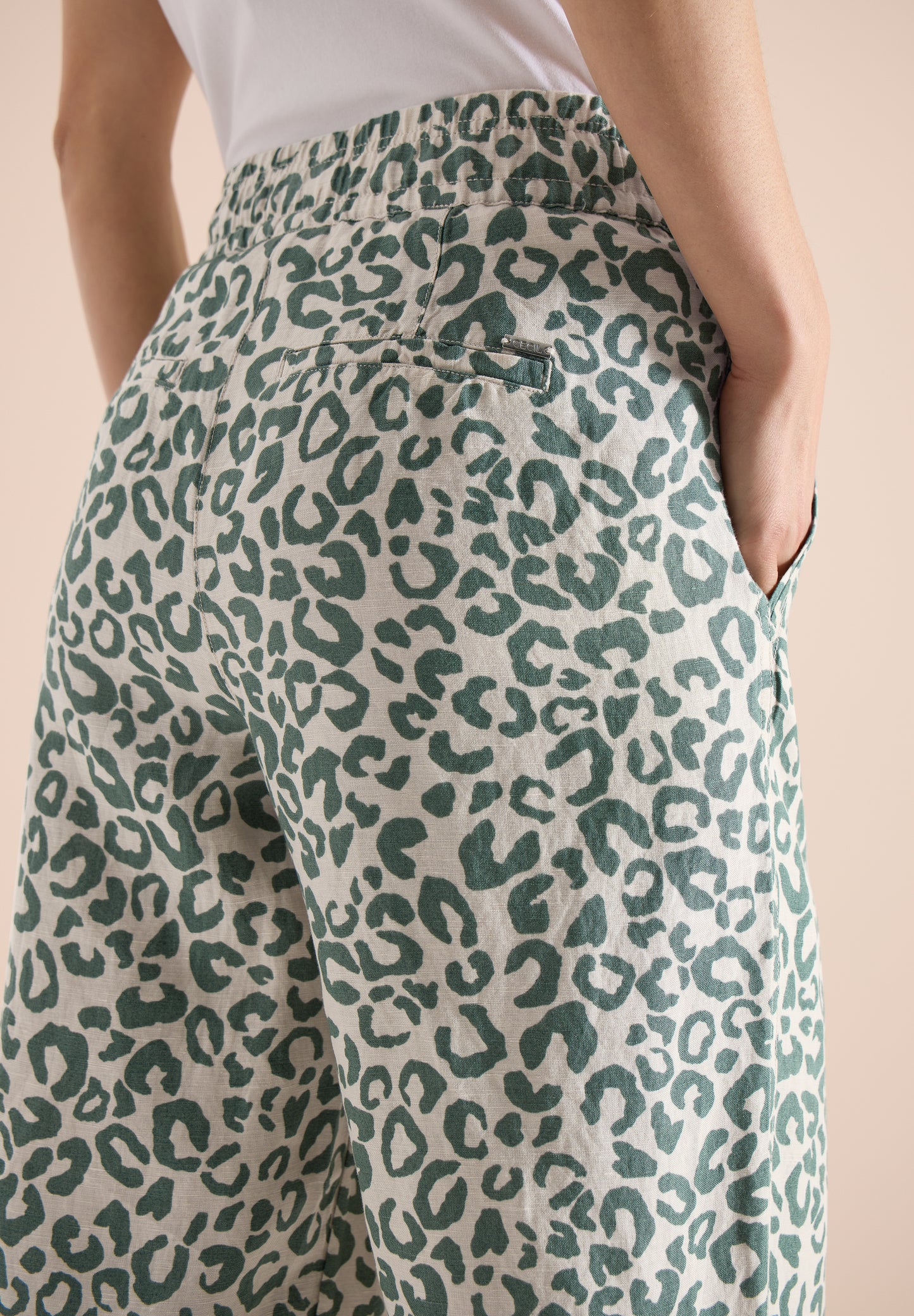 CECIL - Wide Leg Hose aus Leinenmix im Leoprint - Farbe: macadamia beige