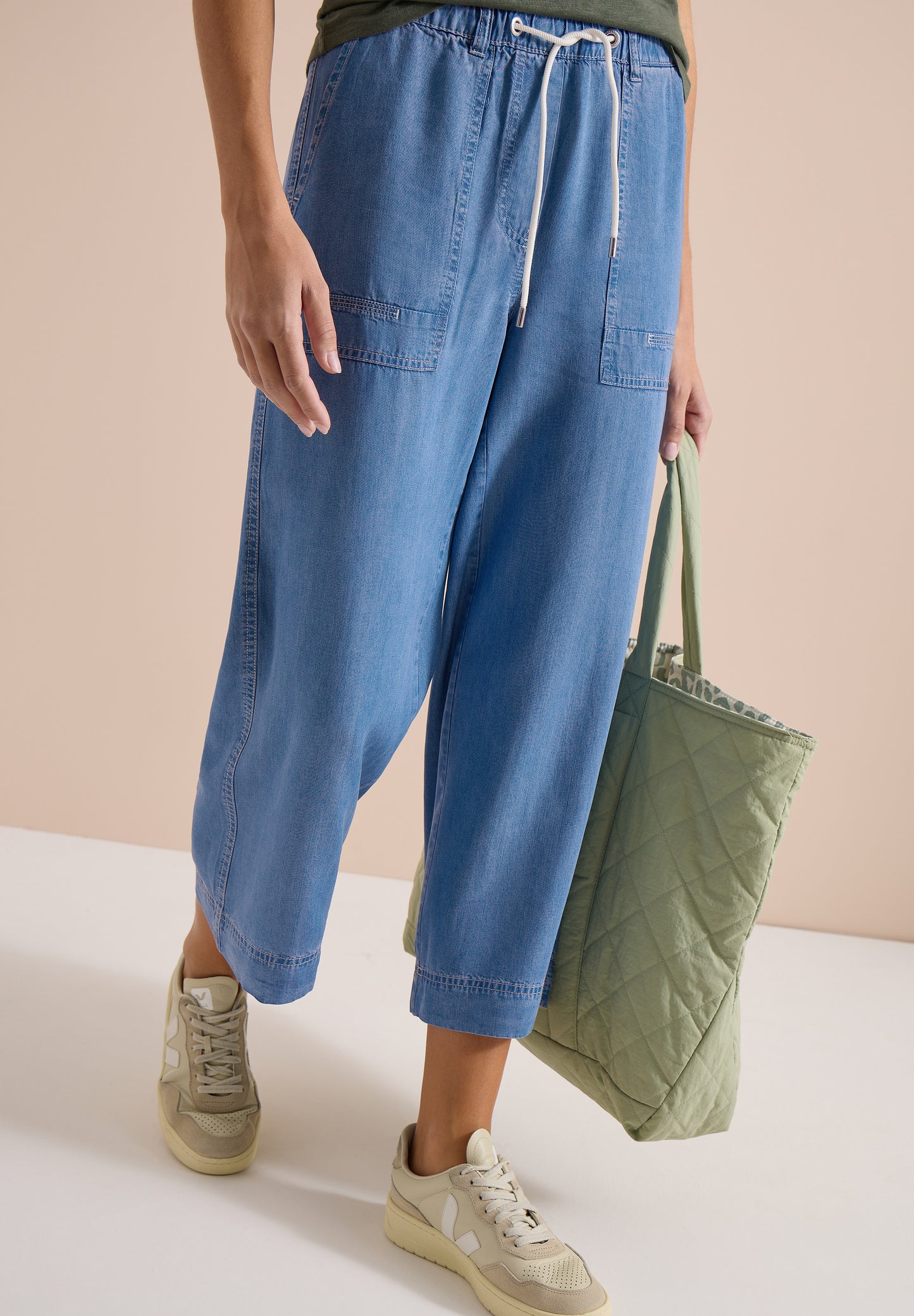 CECIL - High Waist Wide Leg Hose im Loose Fit - Farbe: mid blue wash
