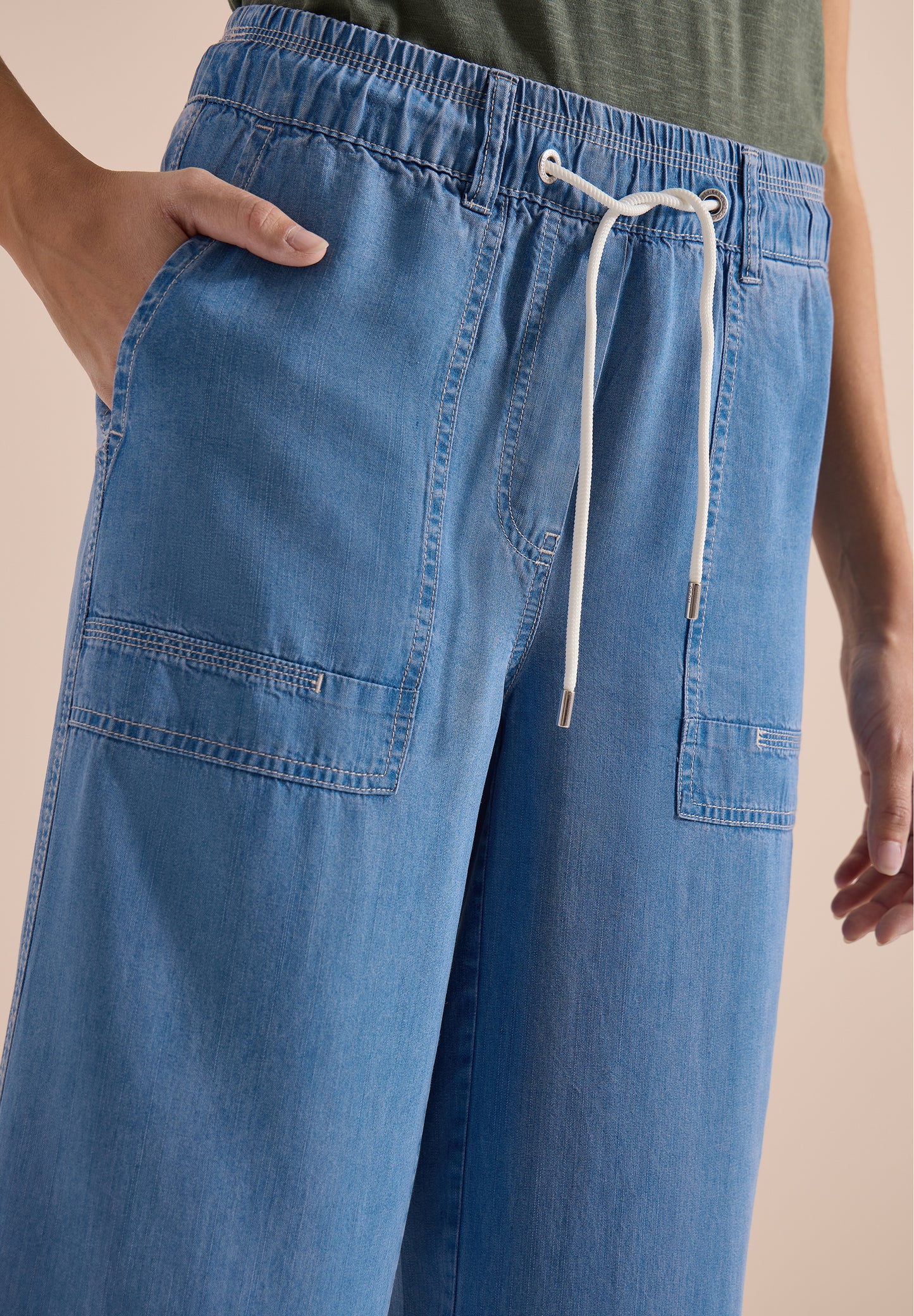 CECIL - High Waist Wide Leg Hose im Loose Fit - Farbe: mid blue wash
