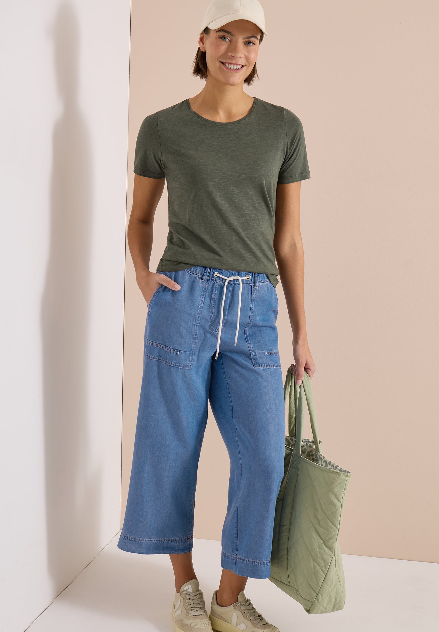 CECIL - High Waist Wide Leg Hose im Loose Fit - Farbe: mid blue wash