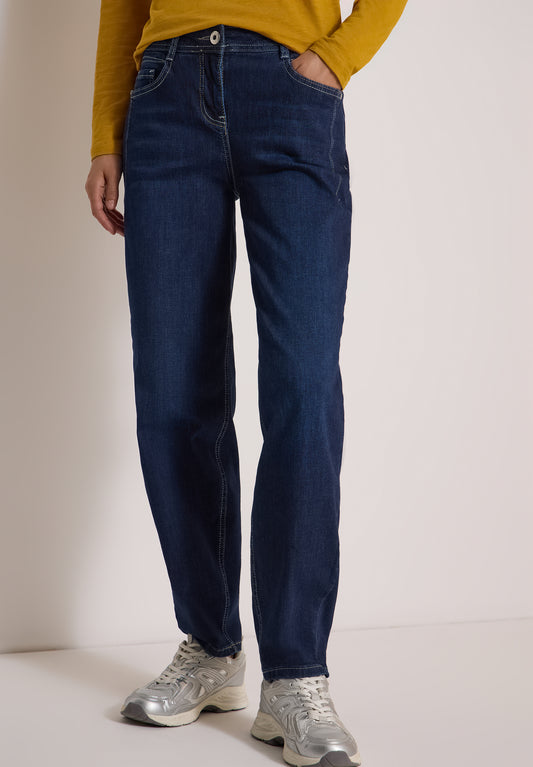 CECIL - High Waist Barrel Leg Jeans im Loose Fit - Farbe: Dark blue wash
