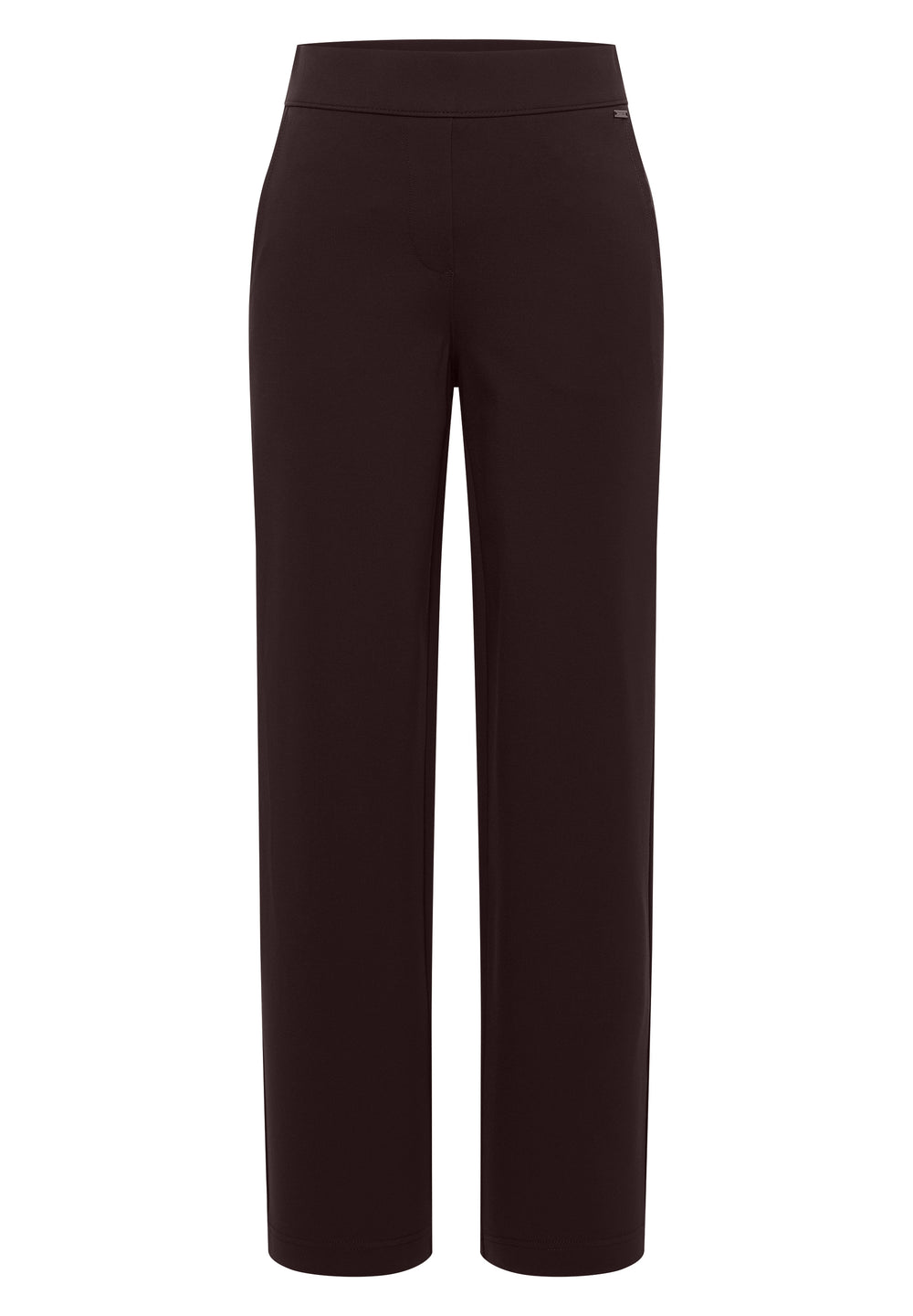 Detailansicht der braunen CECIL Straight Leg Jerseyhose