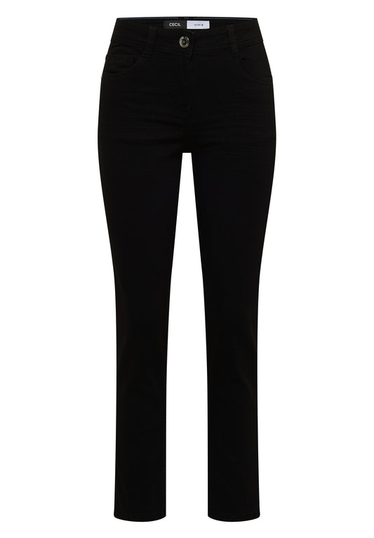 CECIL - Mid Waist Straight Leg Jeans im Casual Fit - Farbe: Black