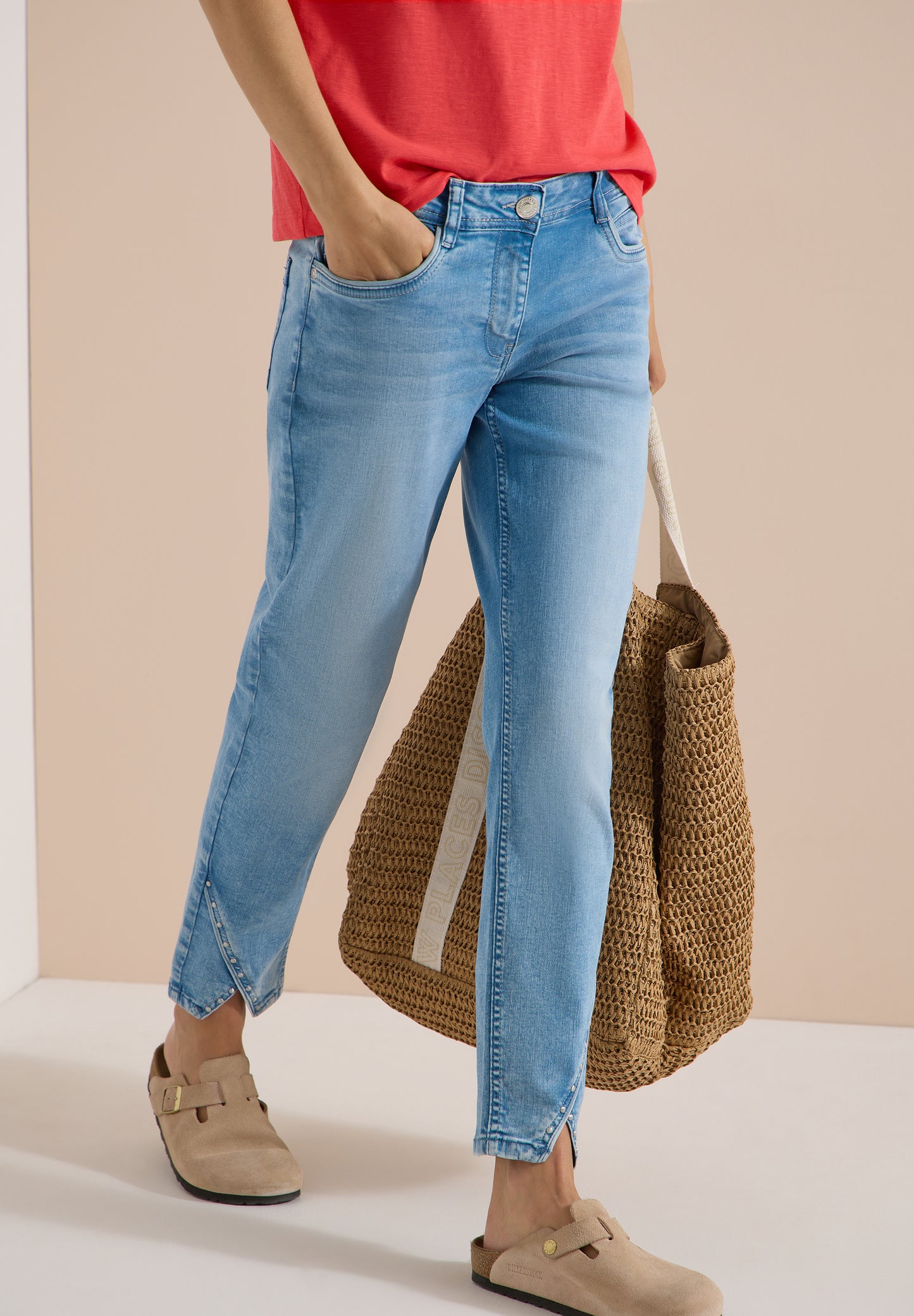 CECIL - Straight Leg Jeans mit Nietendetails - Farbe: light blue washed