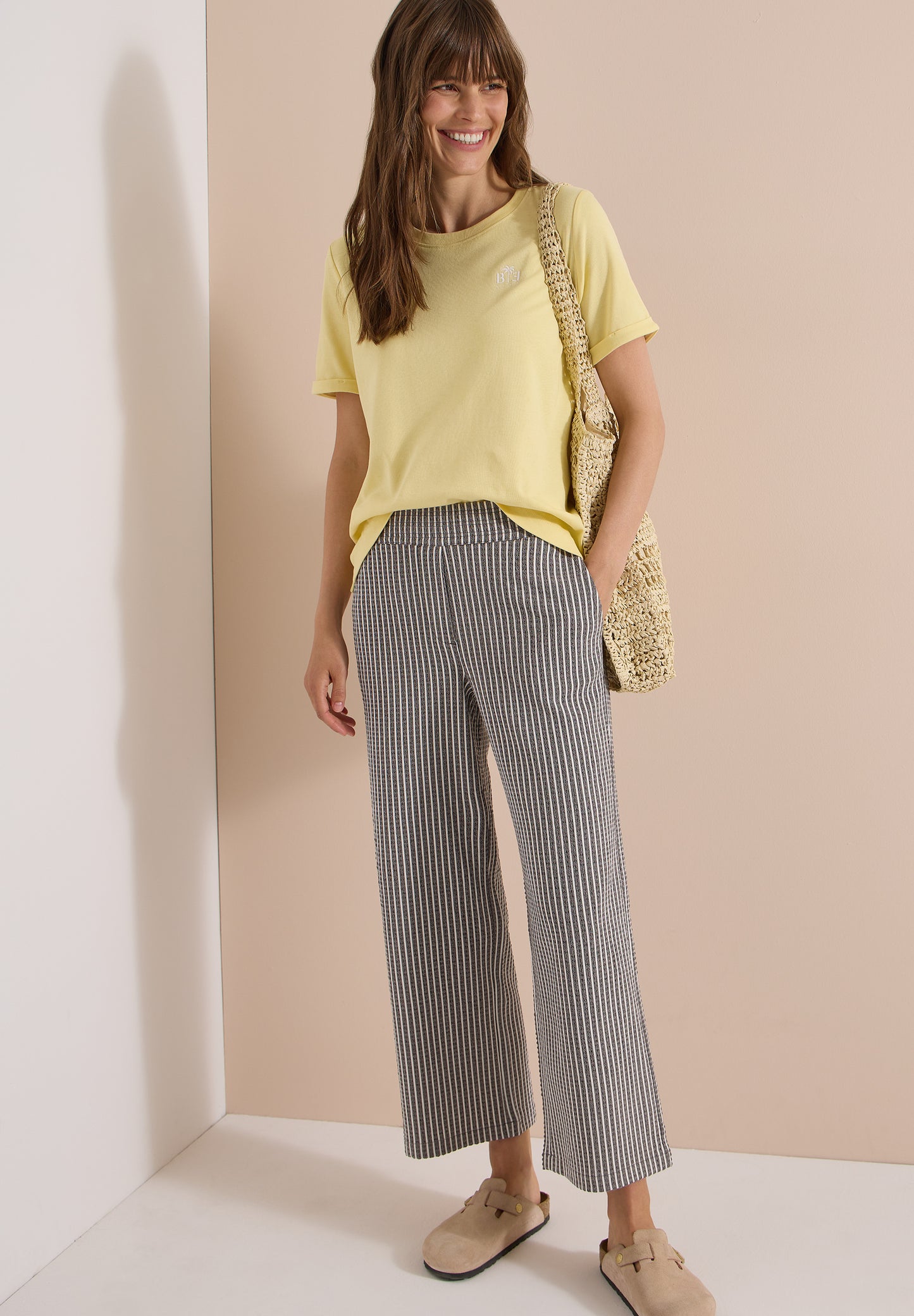 CECIL - Wide Leg Hose in Seersucker-Qualität - Farbe: brown cacao