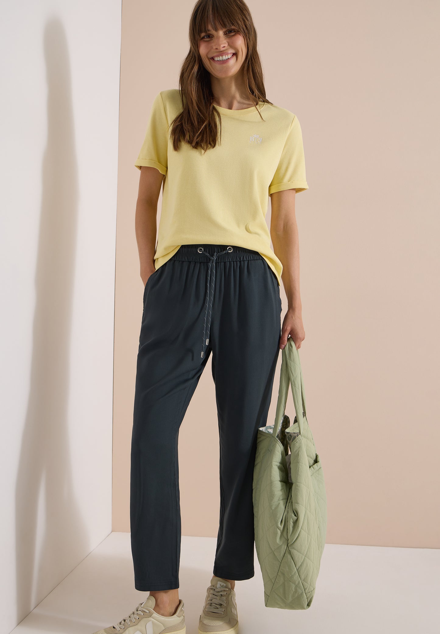 CECIL - Mid Waist Slim Leg Hose im Loose Fit - Farbe: palm breeze green