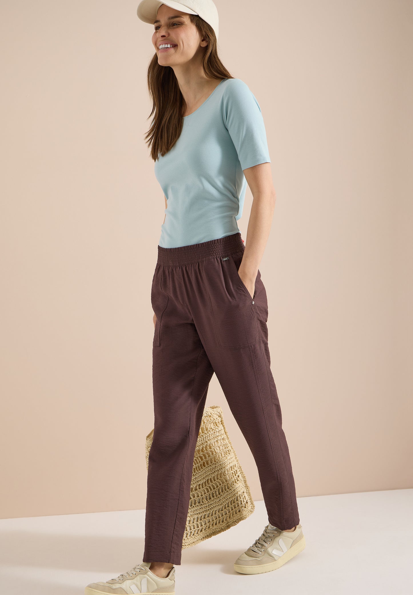 CECIL - Mid Waist Slim Leg Hose im Loose Fit - Farbe: brown cacao