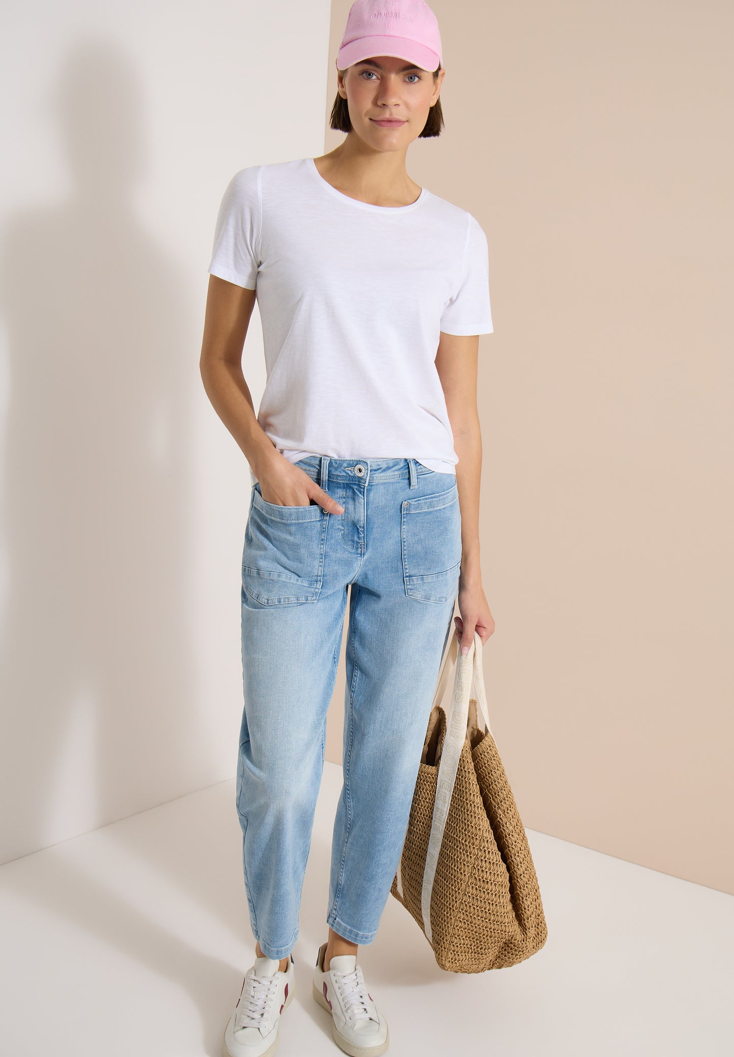 CECIL - Barrel Leg Jeans mit aufgesetzten Taschen - Farbe: light blue used wash