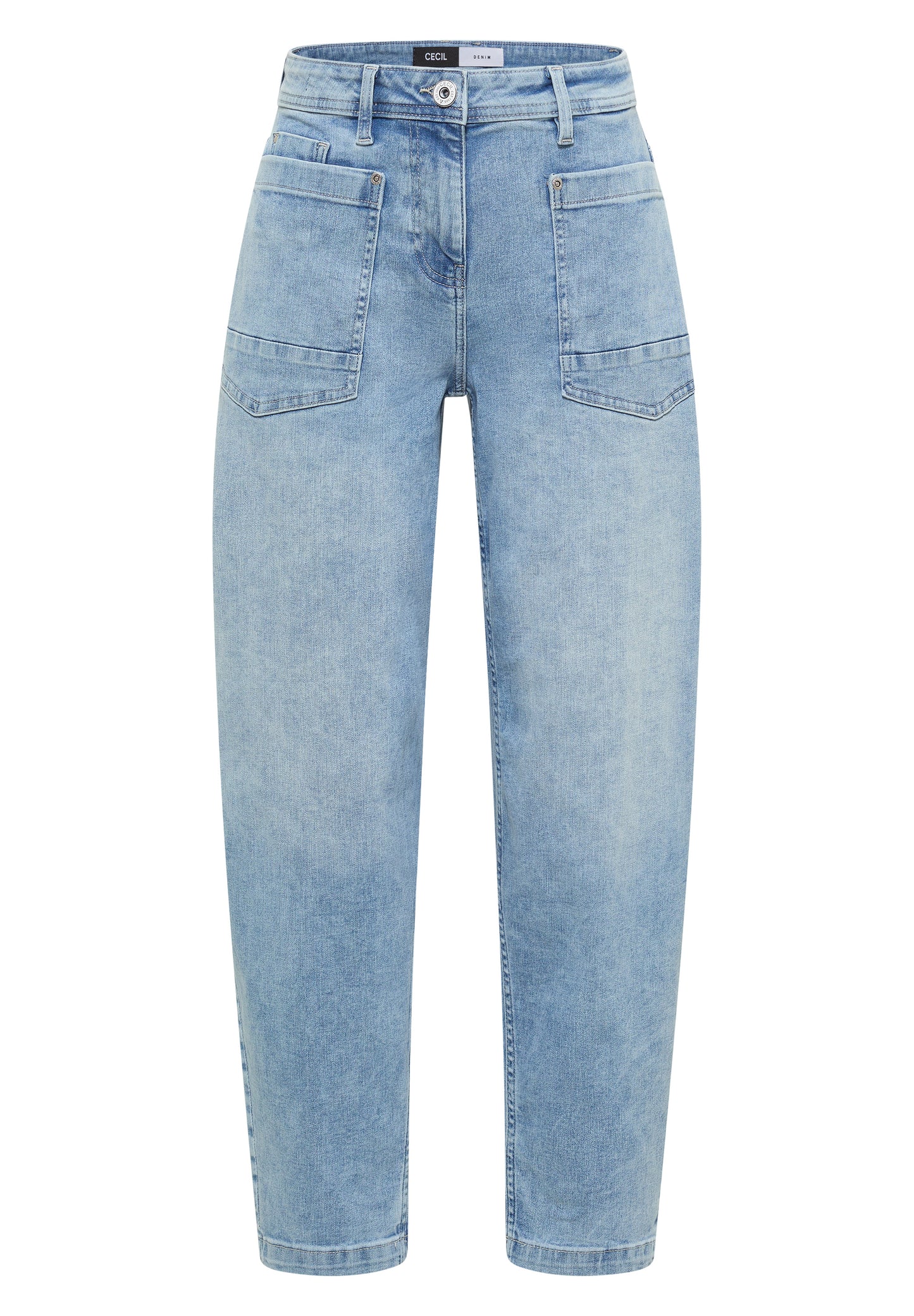 CECIL - Barrel Leg Jeans mit aufgesetzten Taschen - Farbe: light blue used wash