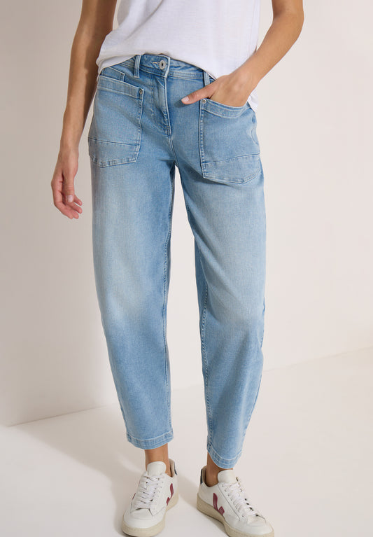 CECIL - Barrel Leg Jeans mit aufgesetzten Taschen - Farbe: light blue used wash
